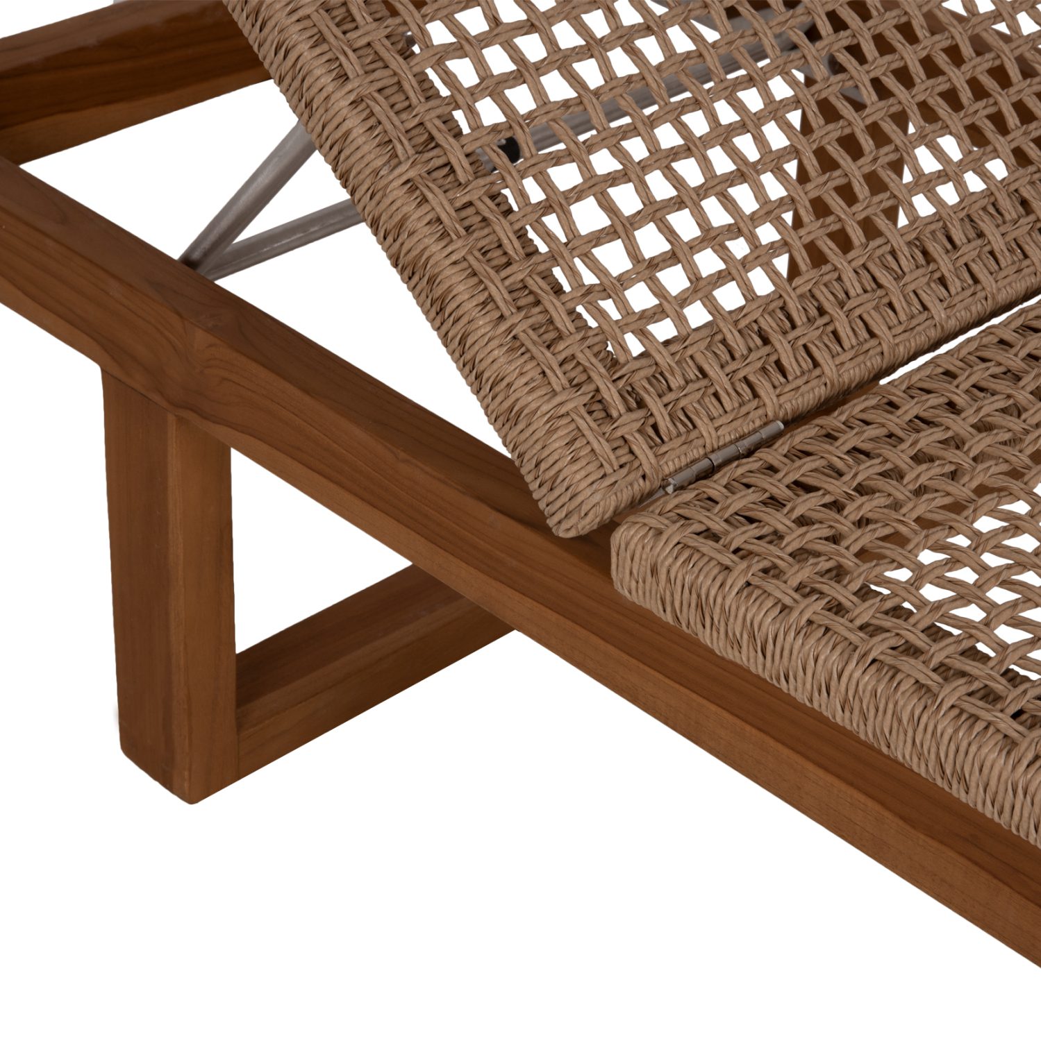 ΞΑΠΛΩΣΤΡΑ PATRON HM5993 TEAK ΞΥΛΟ ΚΑΙ ΣΧΟΙΝΙ VIRO ΣΕ ΠΛΕΞΗ WICKER 191x65x86Yεκ. - Image 7