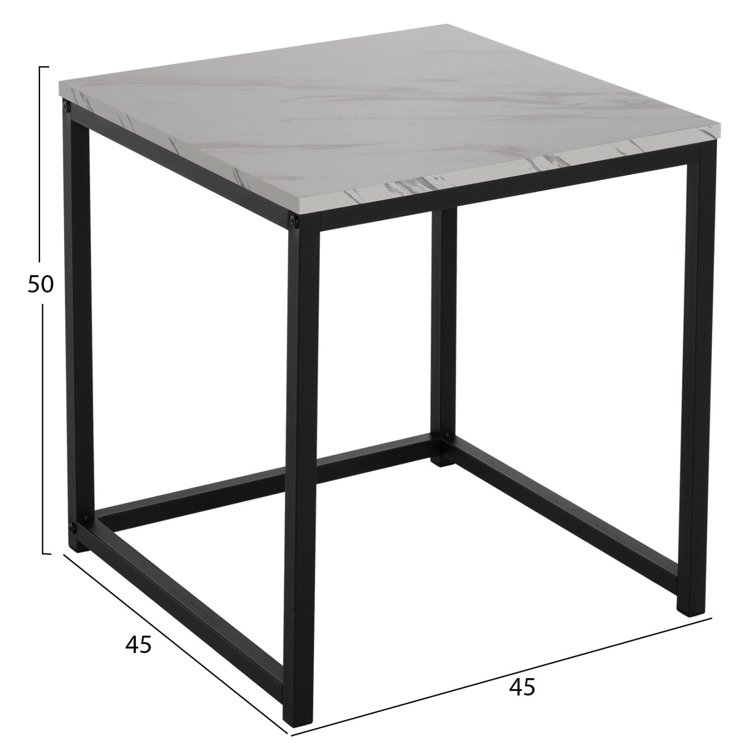 ΖΙΓΚΟΝ GRELAY 2 ΤΕΜ MDF ΟΨΗ ΜΑΡΜΑΡΟΥ & ΜΕΤΑΛΛΟ HM8762.12 45Χ45Χ50εκ. & 37Χ37Χ43 εκ. - Image 2