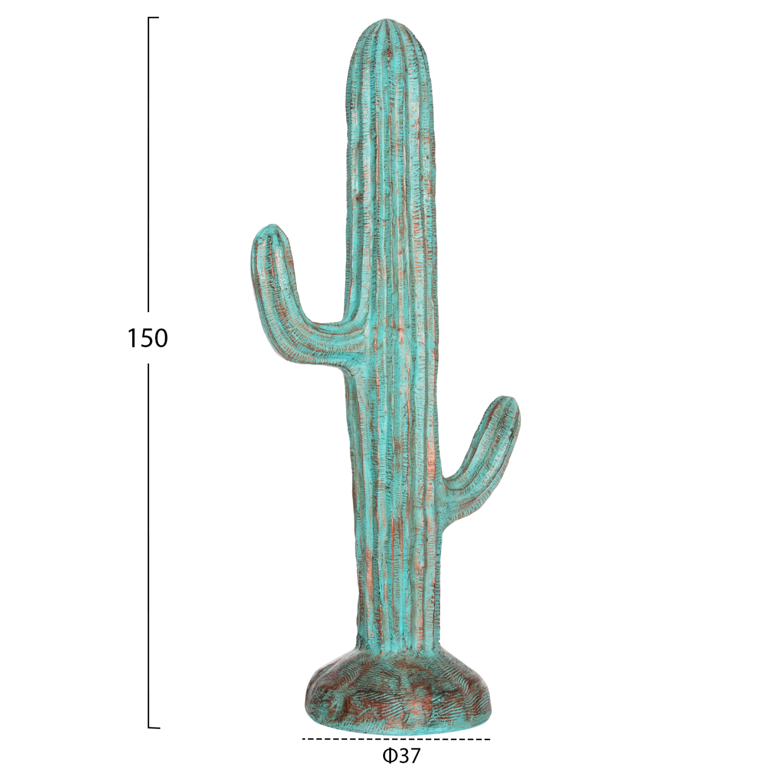 ΔΙΑΚΟΣΜΗΤΙΚΟΣ ΚΑΚΤΟΣ ΔΑΠΕΔΟΥ CACTUS HM4386.03L ΓΥΨΟΣ ΣΕ ΤΙΡΚΟΥΑΖ 63x37x150Υεκ. - Image 2