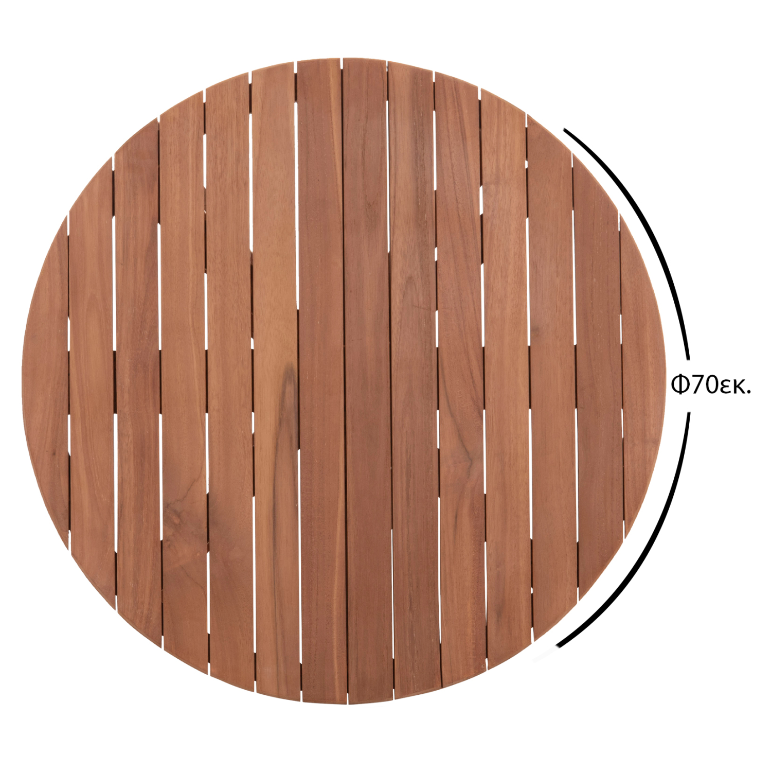 ΕΠΙΦΑΝΕΙΑ ΤΡΑΠΕΖΙΟΥ ΣΤΡΟΓΓΥΛΗ HM18133 ΞΥΛΟ TEAK--ΦΥΣΙΚΟ Φ70x4(πάχος)εκ. - Image 2
