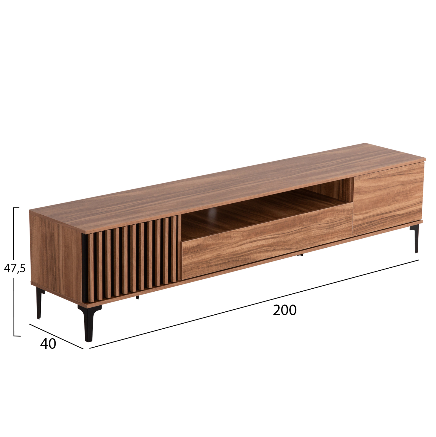 ΕΠΙΠΛΟ ΤΗΛΕΟΡΑΣΗΣ ΣΕΙΡΑ HARRY HM18008.01 ΜΕΛΑΜΙΝΗ ΦΥΣΙΚΟ ΞΥΛΟΥ-ΜΑΥΡΟ 200x40x47,5Υεκ. - Image 2