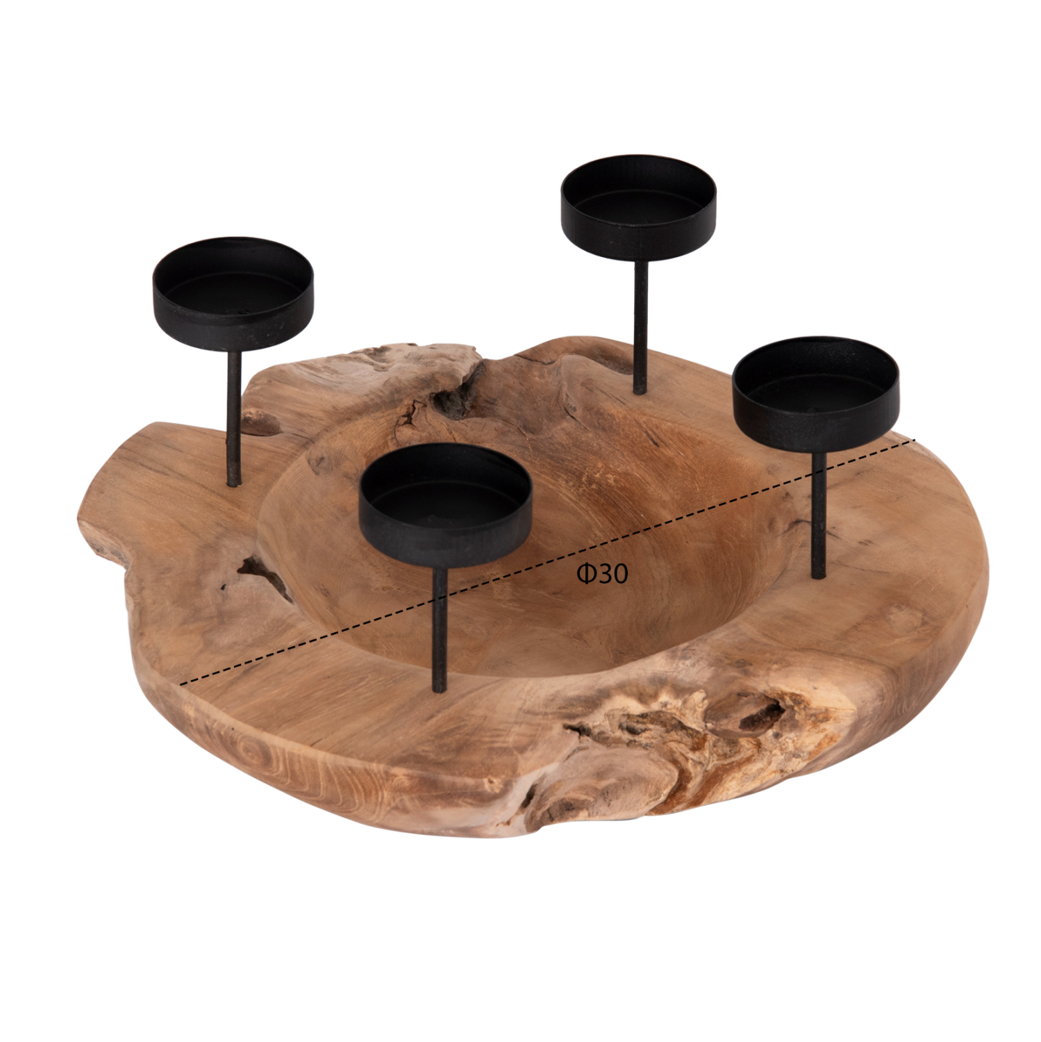 ΕΠΙΤΡΑΠΕΖΙΟ ΚΗΡΟΠΗΓΙΟ/BOWL FRAN HM4390 ΞΥΛΟ ΤΕΑΚ-ΜΕΤΑΛΛΟ 30x30x7-15Υεκ. - Image 2