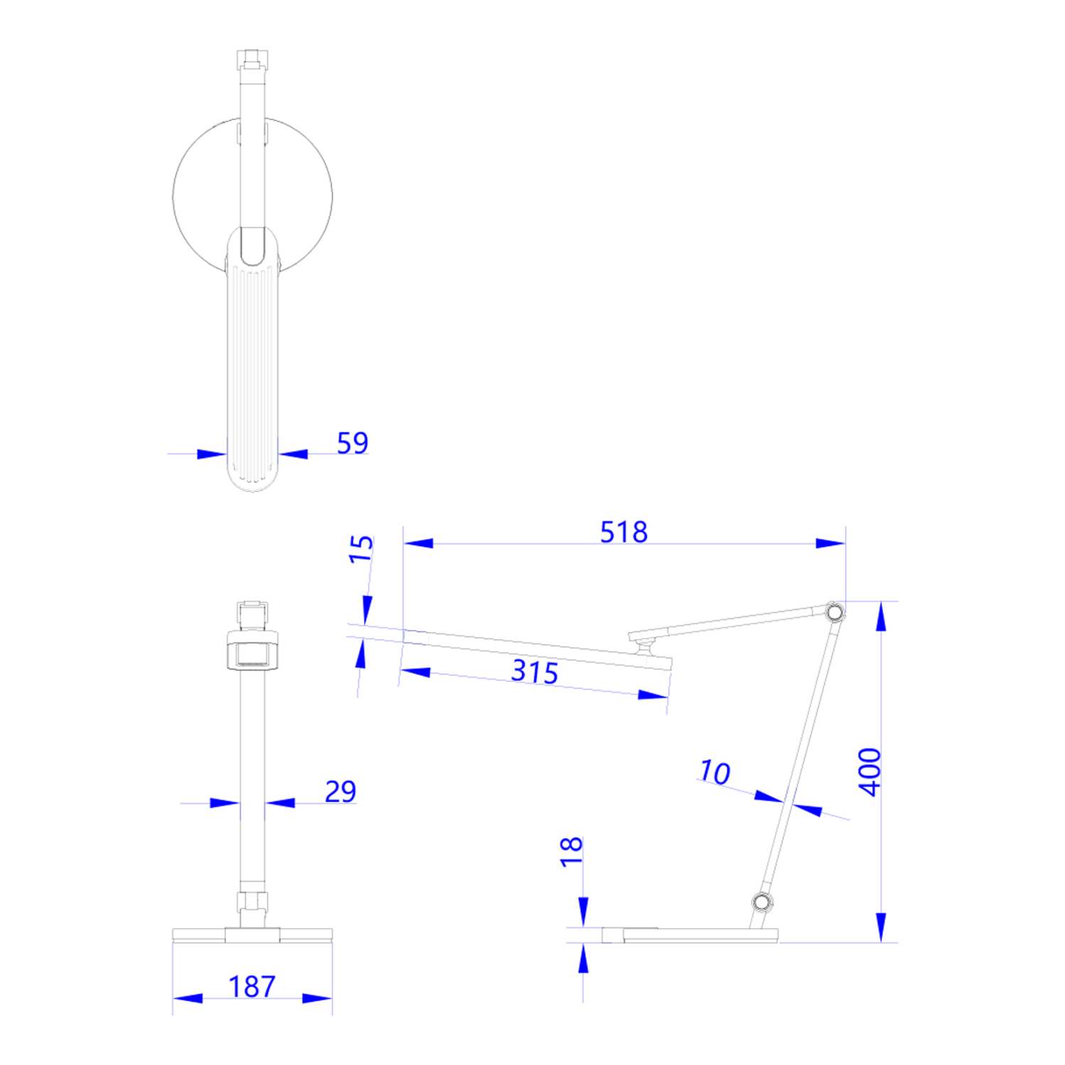 ΦΩΤΙΣΤΙΚΟ ΓΡΑΦΕΙΟΥ LED BLAIN PRO HM4454.02 ΜΑΥΡΗ ΒΑΣΗ ABS-ΓΚΡΙ ΑΛΟΥΜΙΝΙΟ 51,8x40Υεκ. - Image 2