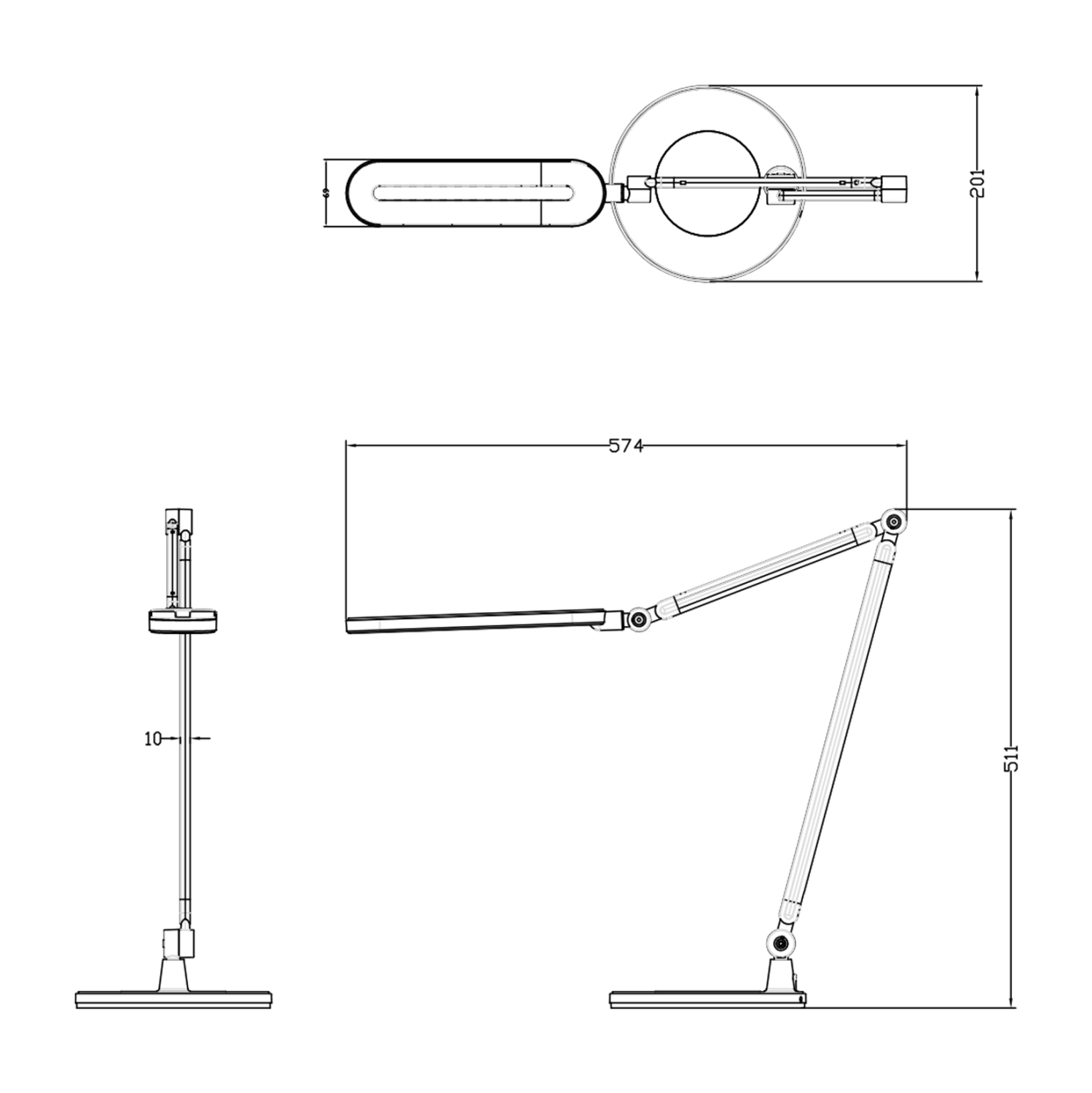 ΦΩΤΙΣΤΙΚΟ ΓΡΑΦΕΙΟΥ LED BLAIN PRO HM4462.02 ΜΑΥΡΟ-ΓΚΡΙ ABS 57,4x51,1Υεκ. - Image 2