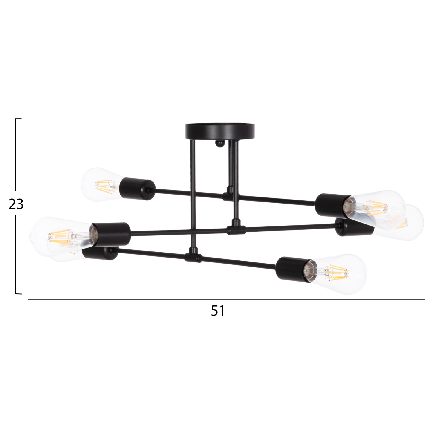 ΦΩΤΙΣΤΙΚΟ ΟΡΟΦΗΣ ΠΟΛΥΦΩΤΟ LIGHTY HM7427.11 ΜΕΤΑΛΛΟ ΣΕ ΜΑΥΡΟ 51x51x23Υεκ. - Image 2