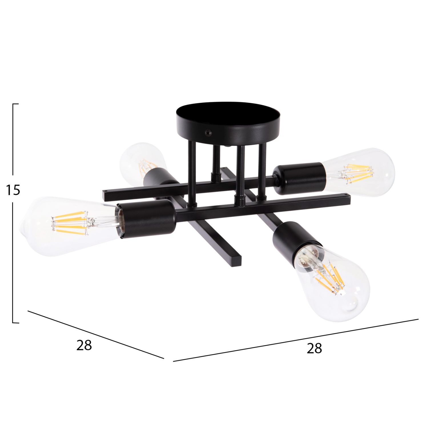 ΦΩΤΙΣΤΙΚΟ ΟΡΟΦΗΣ ΠΟΛΥΦΩΤΟ LIGHTY HM7428.11 ΜΕΤΑΛΛΟ ΣΕ ΜΑΥΡΟ 28x28x15Υεκ. - Image 2