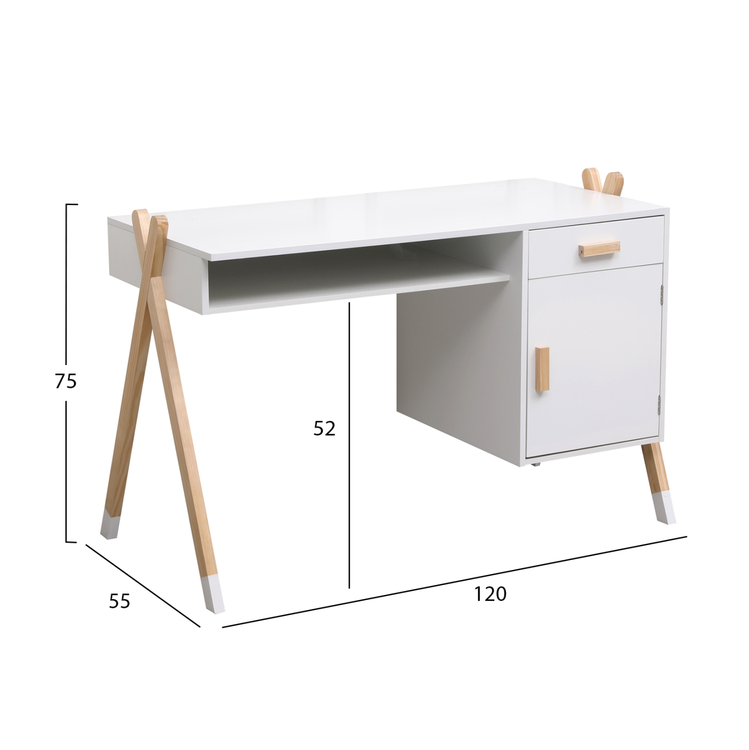 ΓΡΑΦΕΙΟ ΠΑΙΔΙΚΟ PASCHAL HM2496.03 ΜΕΛΑΜΙΝΗ-ΞΥΛΟ ΠΕΥΚΟΥ 120x55x75Υεκ - Image 3