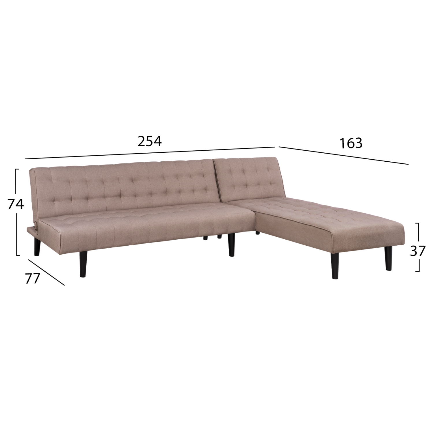 ΚΑΝΑΠΕΣ ΚΡΕΒΑΤΙ ΓΩΝΙΑ ΑΝΑΣΤΡΕΨΙΜΗ ZELDA HM3154.02 ΜΕ ΜΠΕΖ ΥΦΑΣΜΑ 254X163X74Y εκ. - Image 2