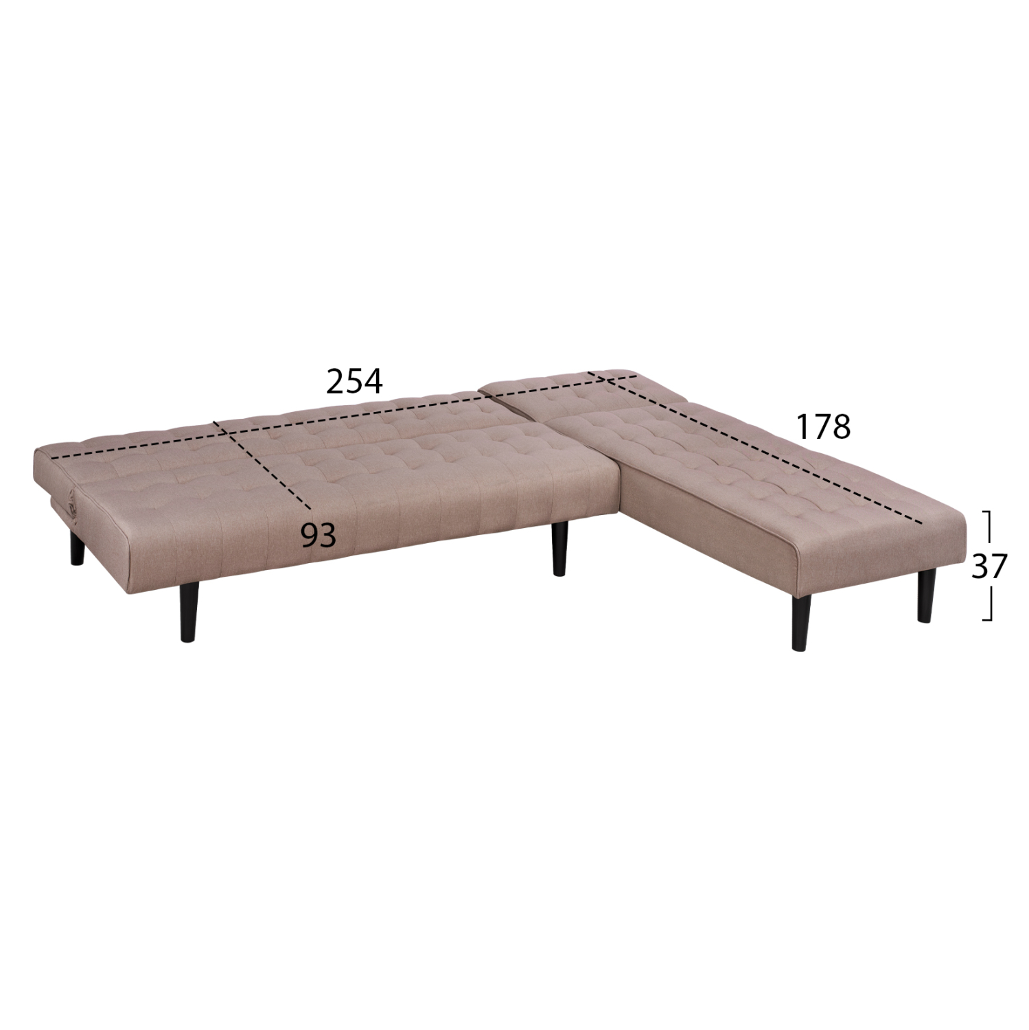 ΚΑΝΑΠΕΣ ΚΡΕΒΑΤΙ ΓΩΝΙΑ ΑΝΑΣΤΡΕΨΙΜΗ ZELDA HM3154.02 ΜΕ ΜΠΕΖ ΥΦΑΣΜΑ 254X163X74Y εκ. - Image 3