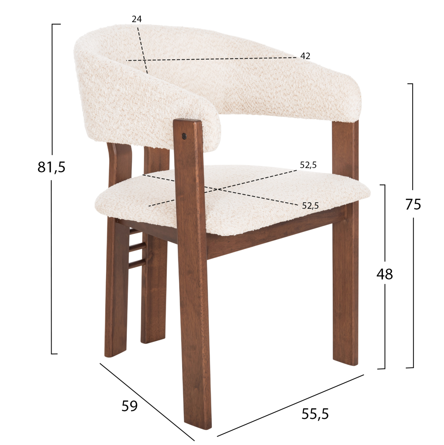 ΚΑΡΕΚΛΑ ZARRA HM9970.03 RUBBERWOOD ΣΕ ΚΑΡΥΔΙ-ΕΚΡΟΥ ΜΠΟΥΚΛΕ ΥΦΑΣΜΑ 55,5x59x81,5Υεκ - Image 2