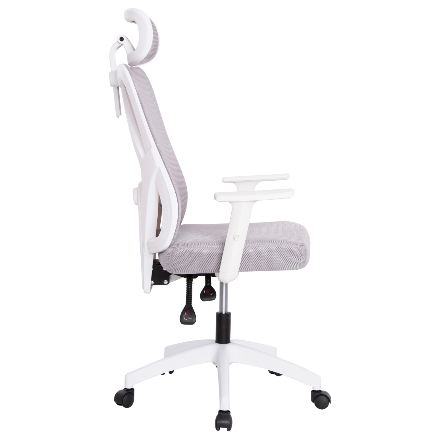 ΚΑΡΕΚΛΑ ΓΡΑΦΕΙΟΥ MEXER HM1195.02 ΓΚΡΙ MESH-ΜΕΤΑΛ.ΒΑΣΗ-ΣΚΕΛΕΤΟΣ ΛΕΥΚΟΣ 68x70x136Υεκ. - Image 4