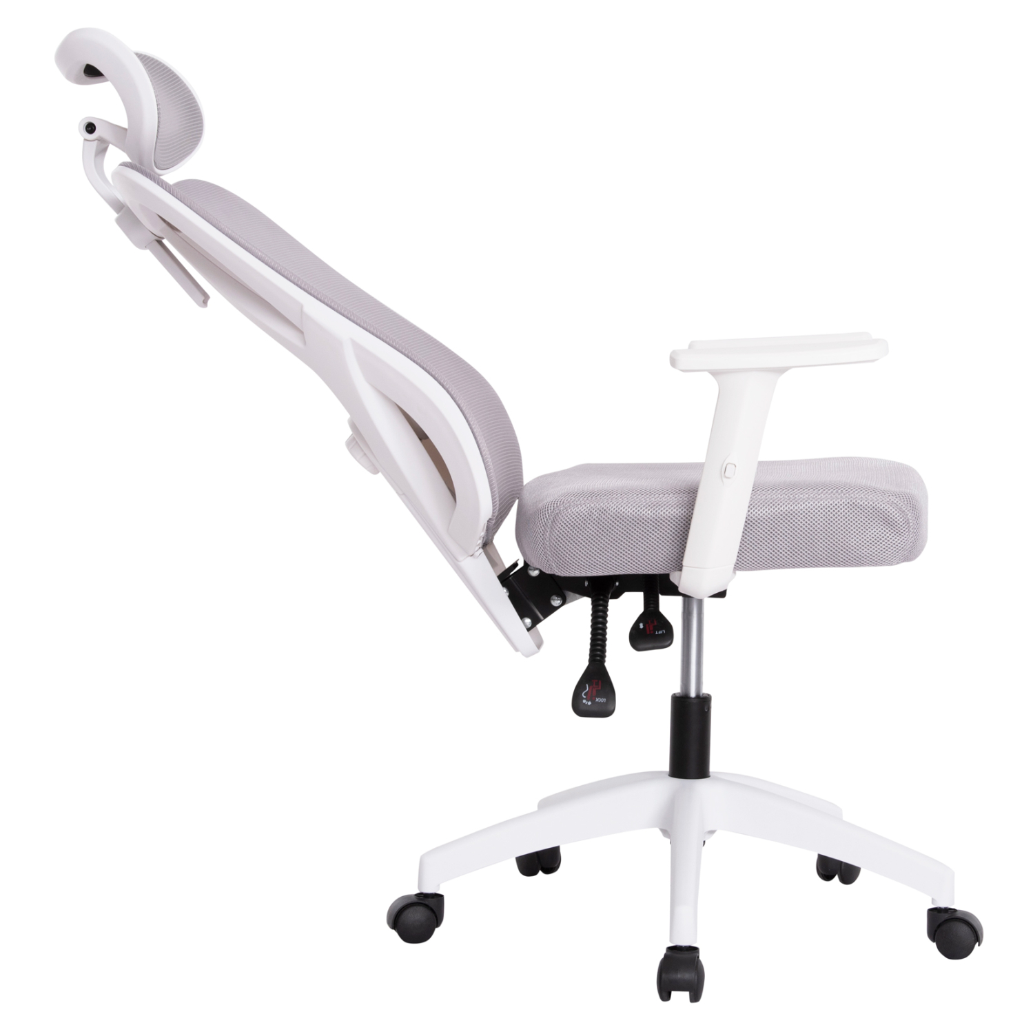 ΚΑΡΕΚΛΑ ΓΡΑΦΕΙΟΥ MEXER HM1195.02 ΓΚΡΙ MESH-ΜΕΤΑΛ.ΒΑΣΗ-ΣΚΕΛΕΤΟΣ ΛΕΥΚΟΣ 68x70x136Υεκ. - Image 5