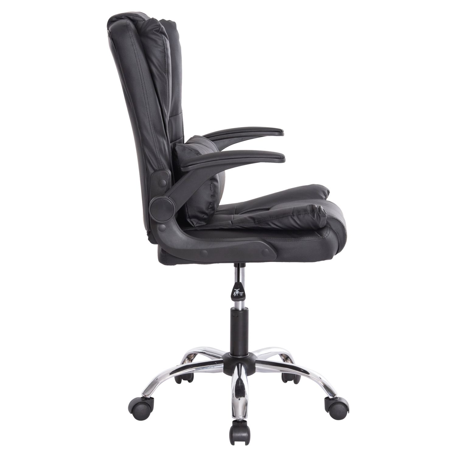 ΚΑΡΕΚΛΑ ΓΡΑΦΕΙΟΥ CANAN HM1201 ΜΑΥΡO PVC-ΜΑΥΡΟ NYLON-ΒΑΣΗ ΧΡΩΜΙΟΥ 66x61x105Υεκ. - Image 4