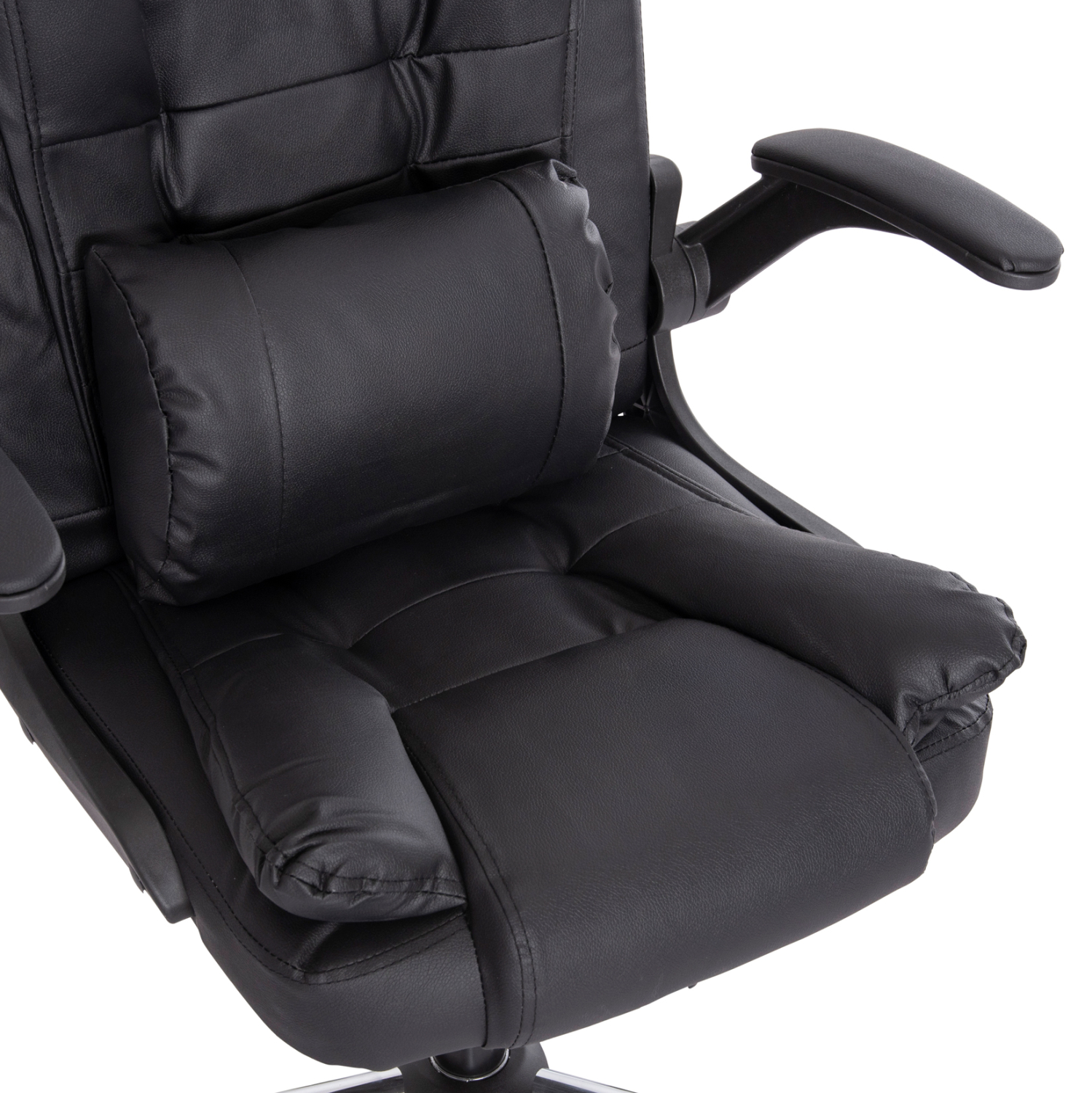 ΚΑΡΕΚΛΑ ΓΡΑΦΕΙΟΥ CANAN HM1201 ΜΑΥΡO PVC-ΜΑΥΡΟ NYLON-ΒΑΣΗ ΧΡΩΜΙΟΥ 66x61x105Υεκ. - Image 7