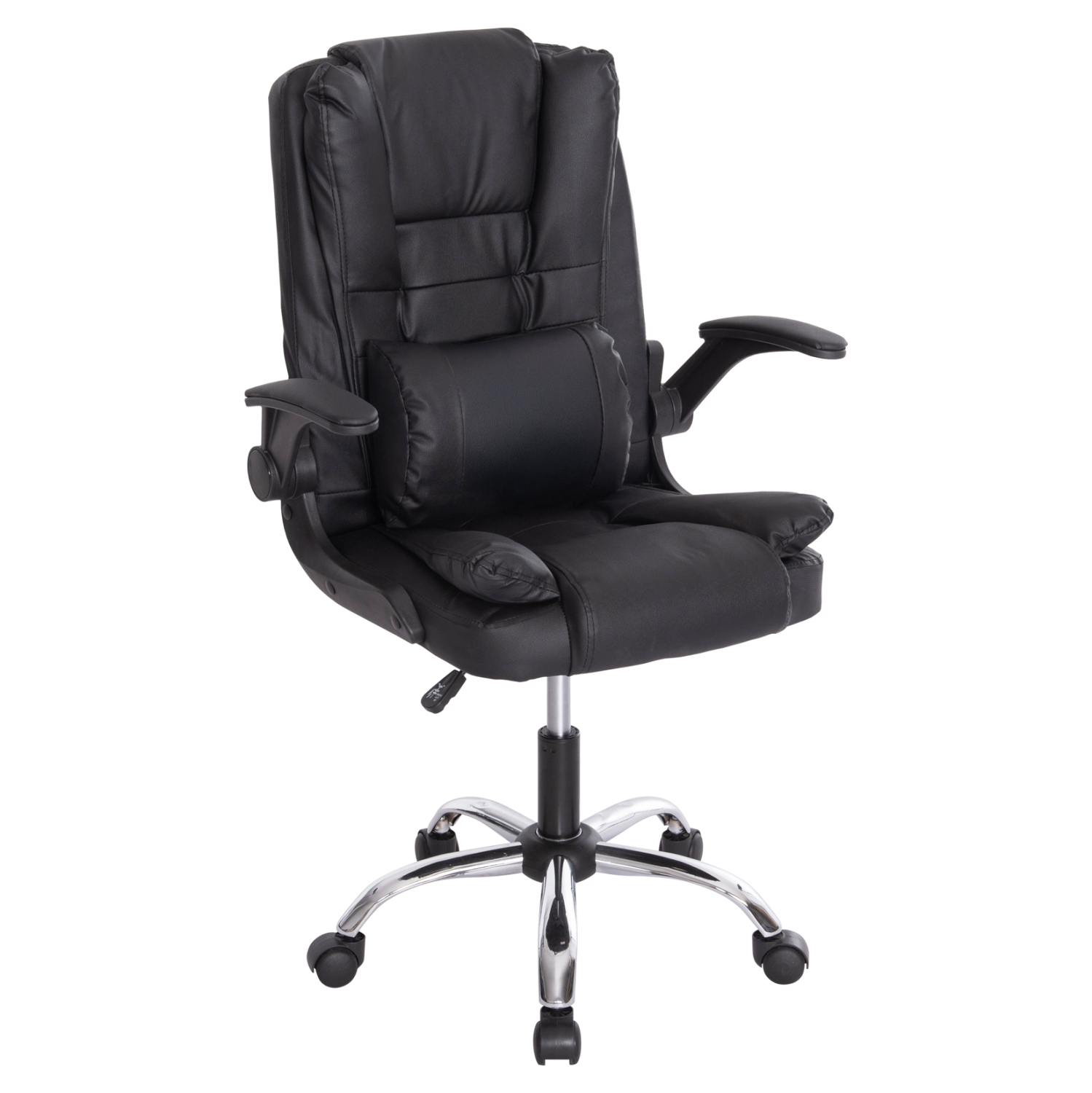 ΚΑΡΕΚΛΑ ΓΡΑΦΕΙΟΥ CANAN HM1201 ΜΑΥΡO PVC-ΜΑΥΡΟ NYLON-ΒΑΣΗ ΧΡΩΜΙΟΥ 66x61x105Υεκ.