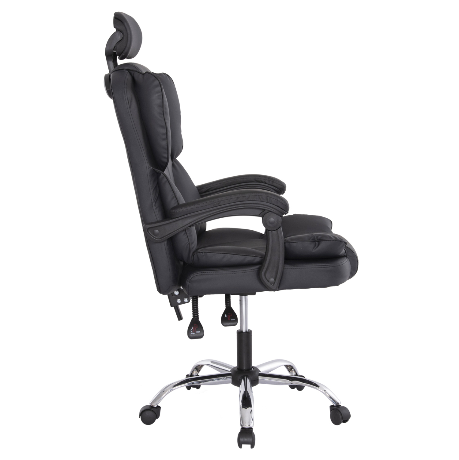 ΚΑΡΕΚΛΑ ΓΡΑΦΕΙΟΥ OCTAVIUS HM1202 ΜΑΥΡΟ PVC & NYLON-ΜΕΤΑΛ.ΧΡΩΜΙΟ ΒΑΣΗ 63x73x129Υεκ - Image 4