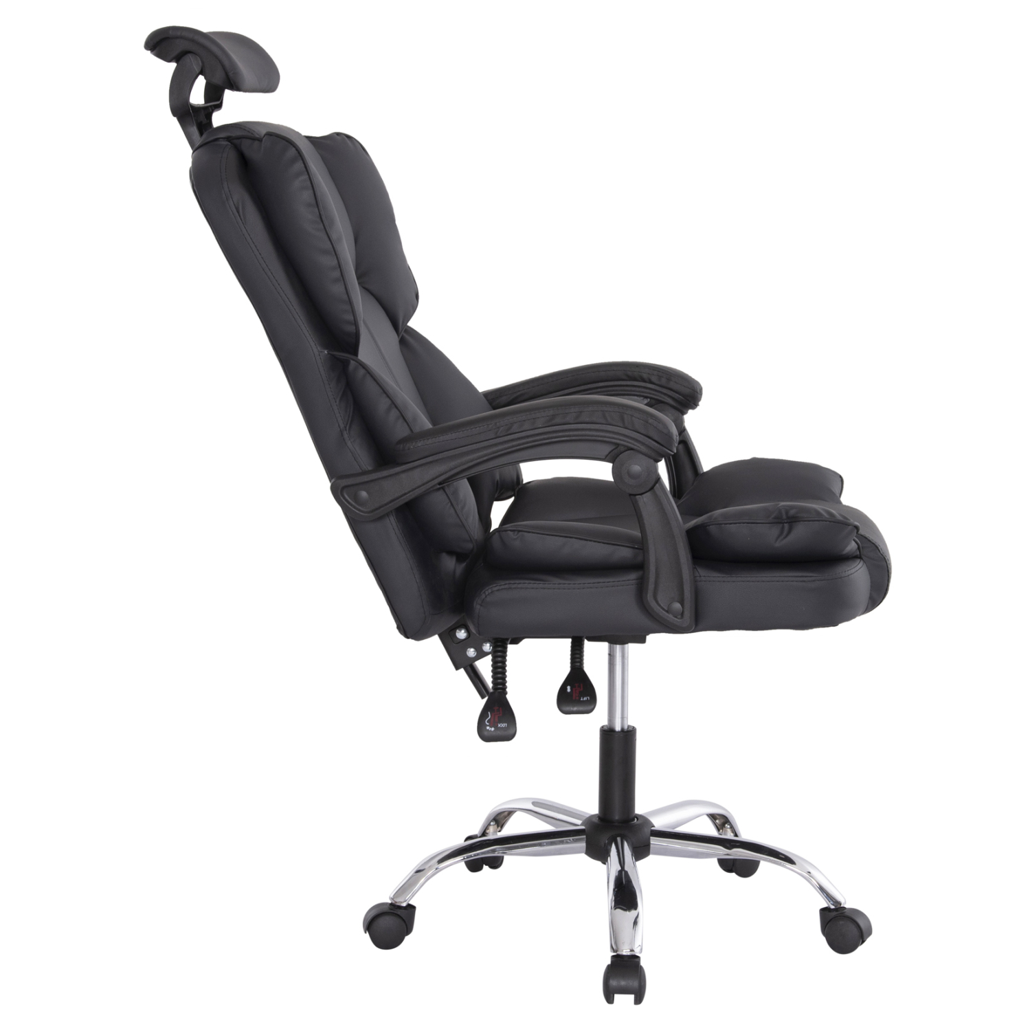 ΚΑΡΕΚΛΑ ΓΡΑΦΕΙΟΥ OCTAVIUS HM1202 ΜΑΥΡΟ PVC & NYLON-ΜΕΤΑΛ.ΧΡΩΜΙΟ ΒΑΣΗ 63x73x129Υεκ - Image 5