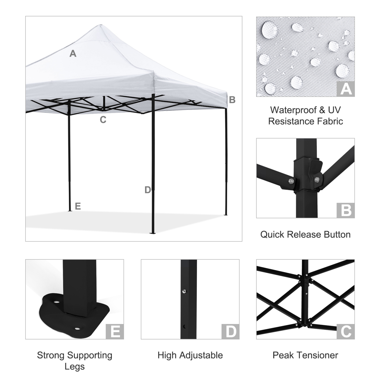 ΚΙΟΣΚΙ/GAZEBO MATTHEW HM6310 ΠΤΥΣΣΟΜΕΝΟ-ΣΚΕΛΕΤΟΣ ΜΕΤΑΛ.ΜΑΥΡΟΣ-ΛΕΥΚΟ ΥΦΑΣΜΑ 3x3x3,10Yμ - Image 6