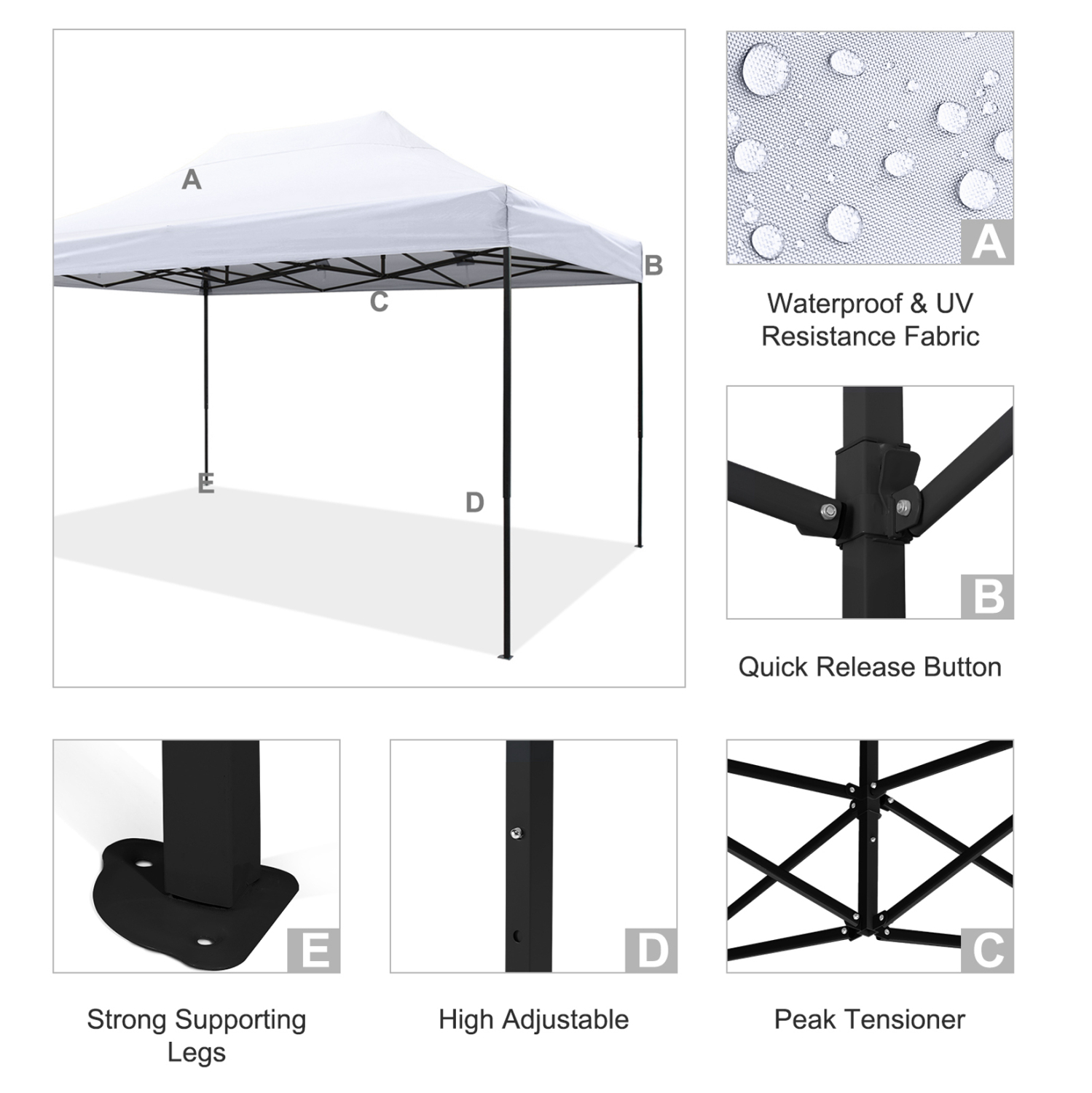 ΚΙΟΣΚΙ/GAZEBO MATTHEW HM6311 ΠΤΥΣΣΟΜΕΝΟ-ΣΚΕΛΕΤΟΣ ΜΕΤΑΛ.ΜΑΥΡΟΣ-ΛΕΥΚΟ ΥΦΑΣΜΑ 3x4,5x3,10Yμ - Image 6