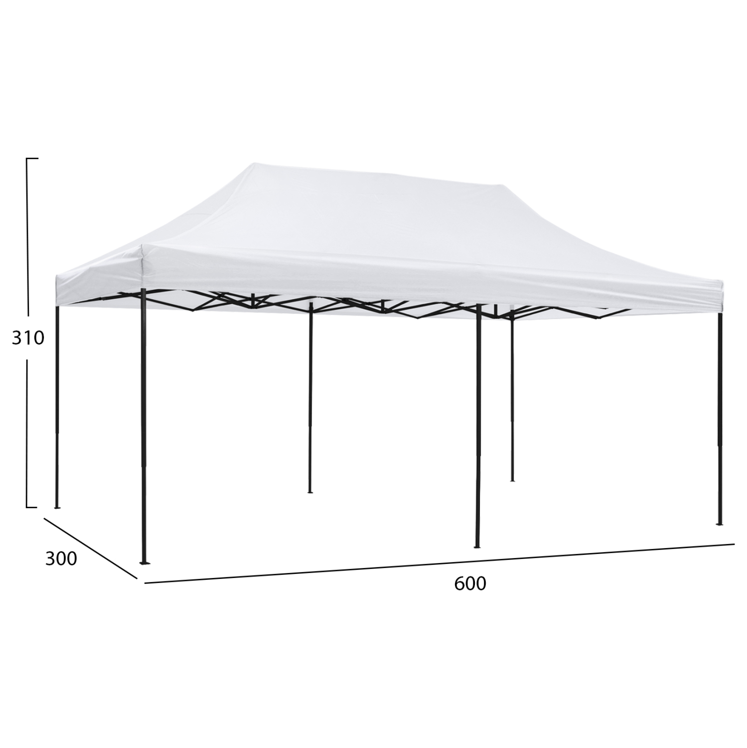 ΚΙΟΣΚΙ/GAZEBO MATTHEW HM6312 ΠΤΥΣΣΟΜΕΝΟ-ΣΚΕΛΕΤΟΣ ΜΕΤΑΛ.ΜΑΥΡΟΣ-ΛΕΥΚΟ ΥΦΑΣΜΑ 3x6x3,10Yμ - Image 2