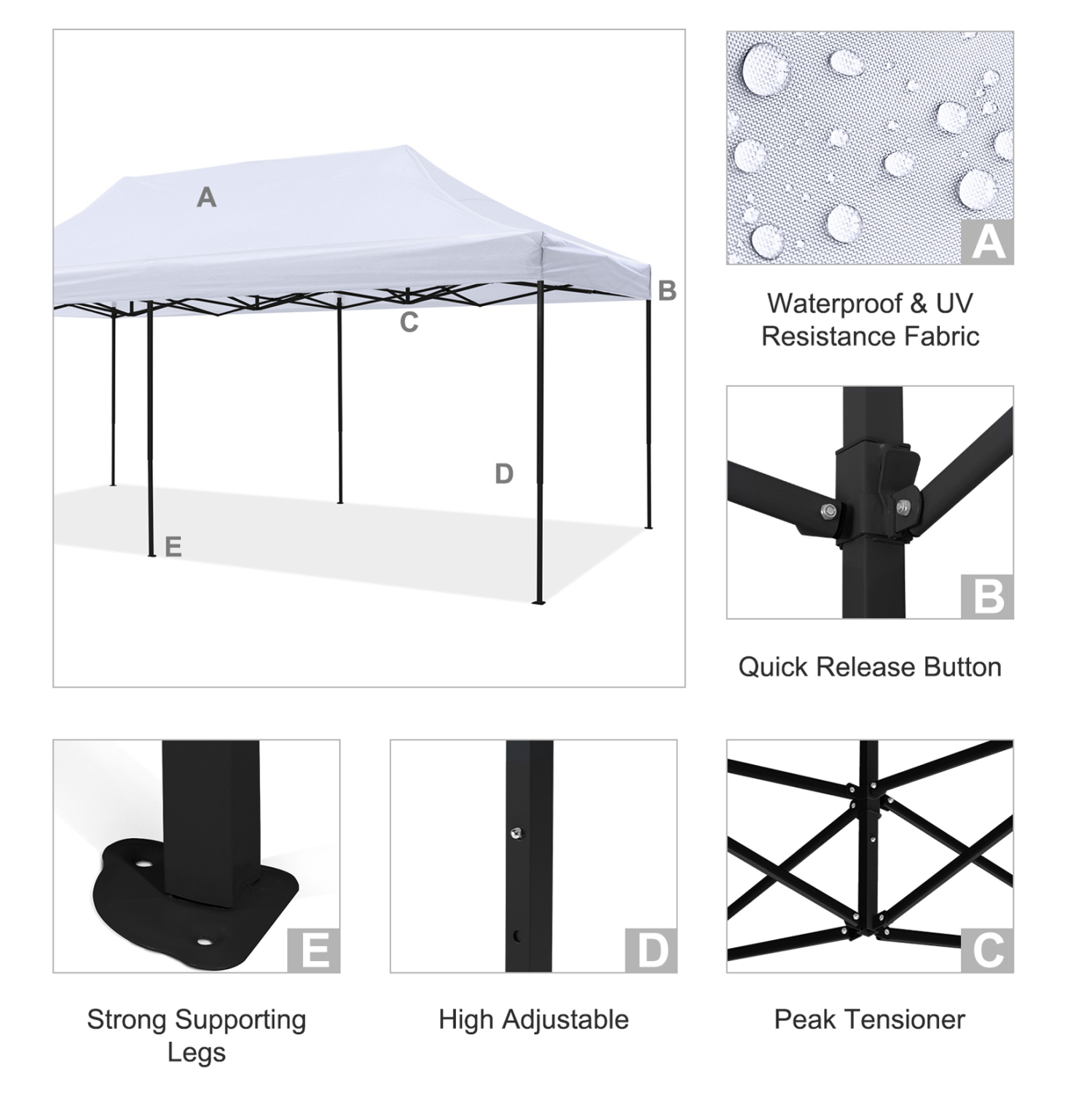 ΚΙΟΣΚΙ/GAZEBO MATTHEW HM6312 ΠΤΥΣΣΟΜΕΝΟ-ΣΚΕΛΕΤΟΣ ΜΕΤΑΛ.ΜΑΥΡΟΣ-ΛΕΥΚΟ ΥΦΑΣΜΑ 3x6x3,10Yμ - Image 6