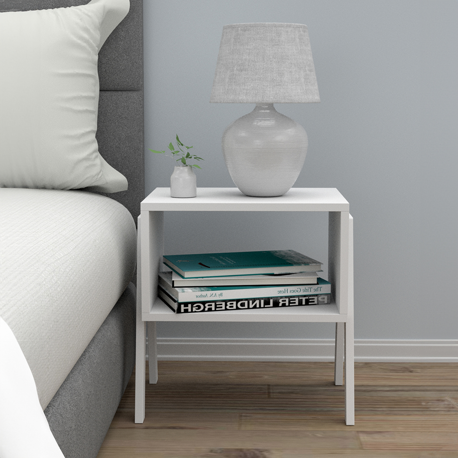 ΚΟΜΟΔΙΝΟ JAKE HM18182.01 ΜΕΛΑΜΙΝΗ ΣΕ ΛΕΥΚΟ 48x35x49Υεκ. - Image 3