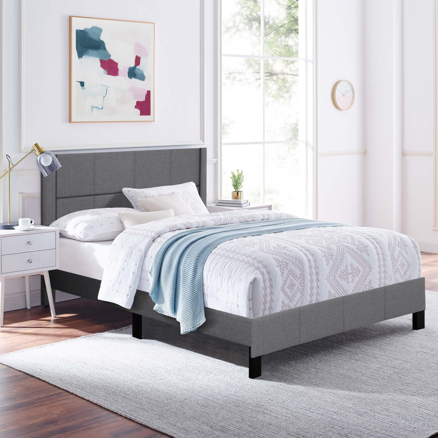 ΚΡΕΒΑΤΙ ΔΙΠΛΟ & ΣΤΡΩΜΑ TRILLOP HM21202.12 ΓΚΡΙ ΥΦΑΣΜΑ--ΓΙΑ 160x200εκ - Image 2