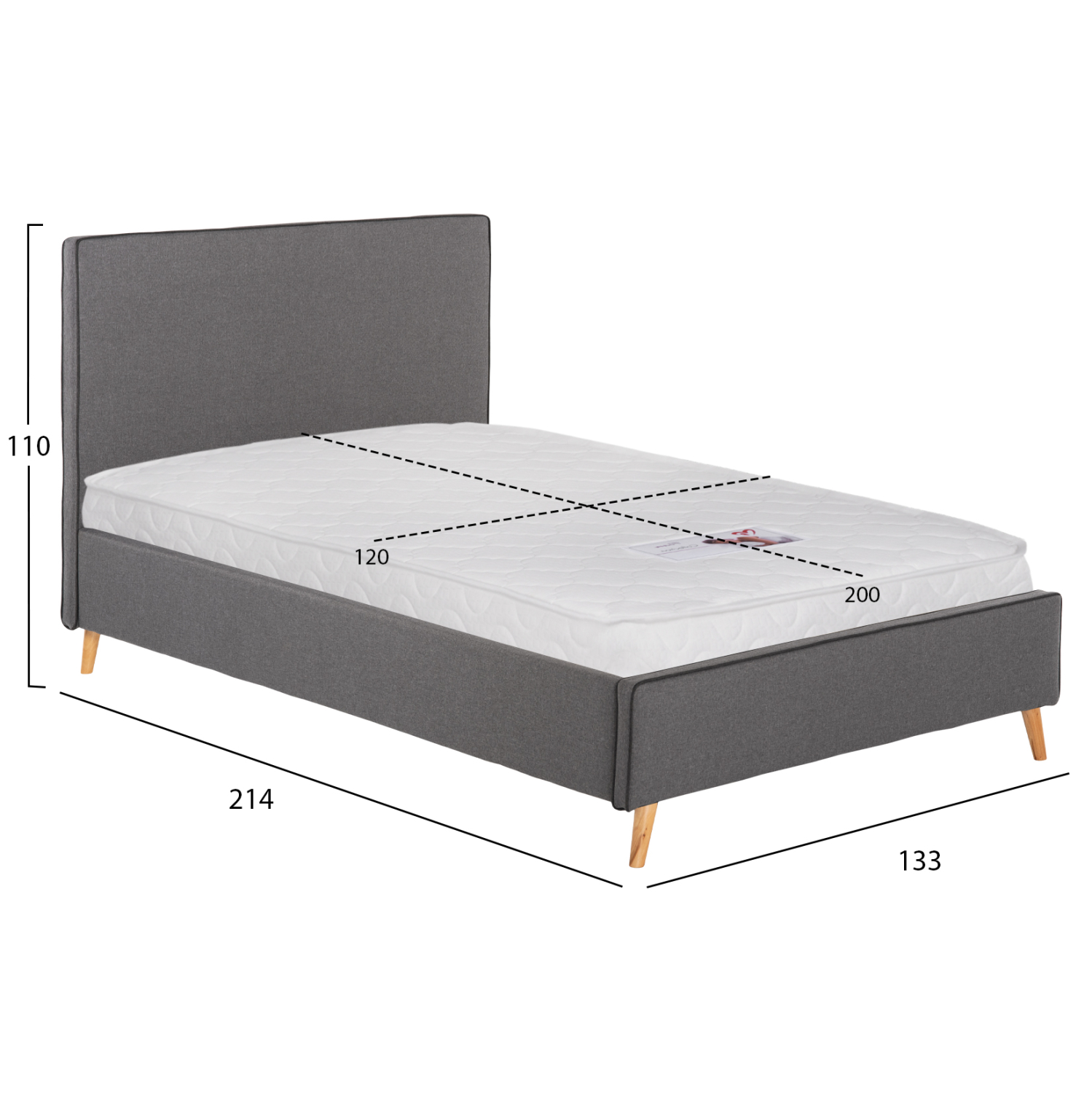 ΚΡΕΒΑΤΙ ΜΕ ΣΤΡΩΜΑ MAYLIN HM21281.03 ΓΚΡΙ ΥΦΑΣΜΑ--ΓΙΑ 120x200εκ - Image 3