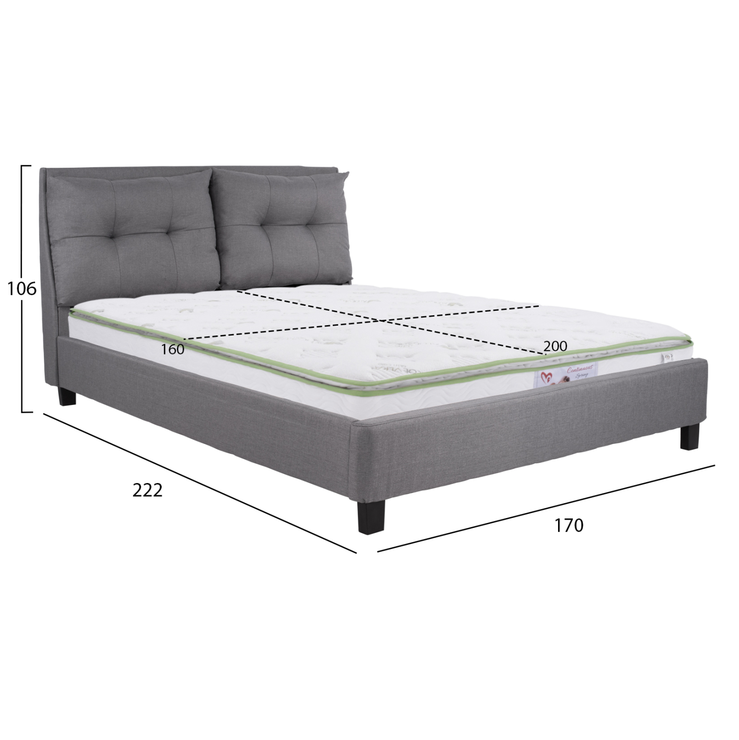 ΚΡΕΒΑΤΙ ΜΕ ΣΤΡΩΜΑ BILLIE HM21284.03 ΓΚΡΙ ΥΦΑΣΜΑ--ΓΙΑ 160x200εκ - Image 3