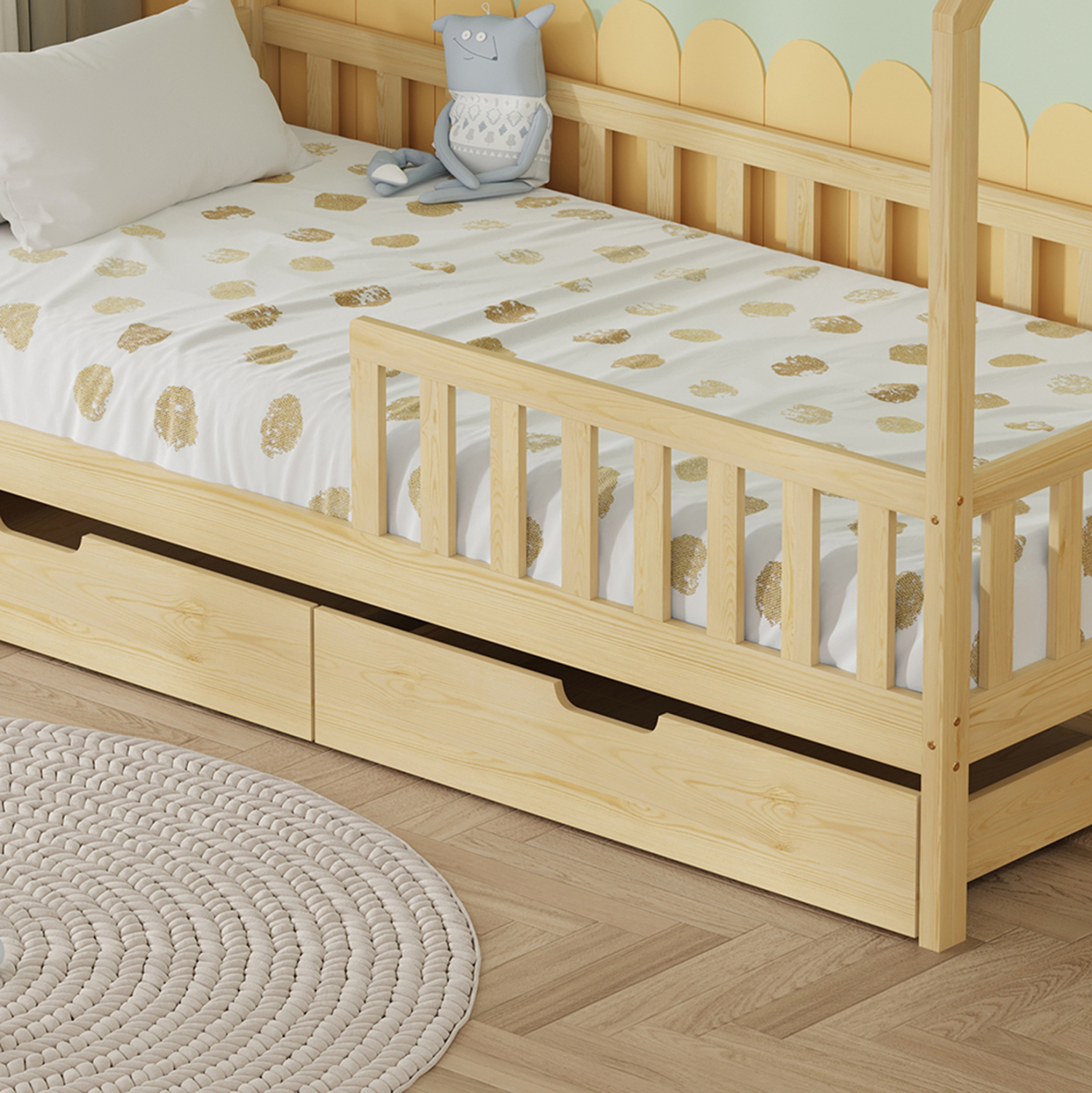 ΚΡΕΒΑΤΙ ΠΑΙΔΙΚΟ ΜΕ ΣΥΡΤΑΡΙΑ PHYLLIS HM724.01 τ.MONTESSORI ΦΥΣΙΚΟ 196x97x161Υεκ. - Image 9