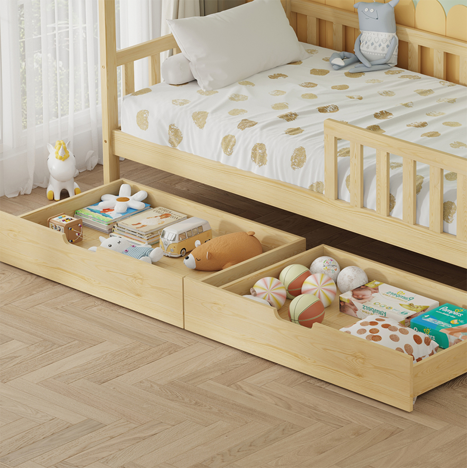 ΚΡΕΒΑΤΙ ΠΑΙΔΙΚΟ ΜΕ ΣΥΡΤΑΡΙΑ PHYLLIS HM724.01 τ.MONTESSORI ΦΥΣΙΚΟ 196x97x161Υεκ. - Image 10