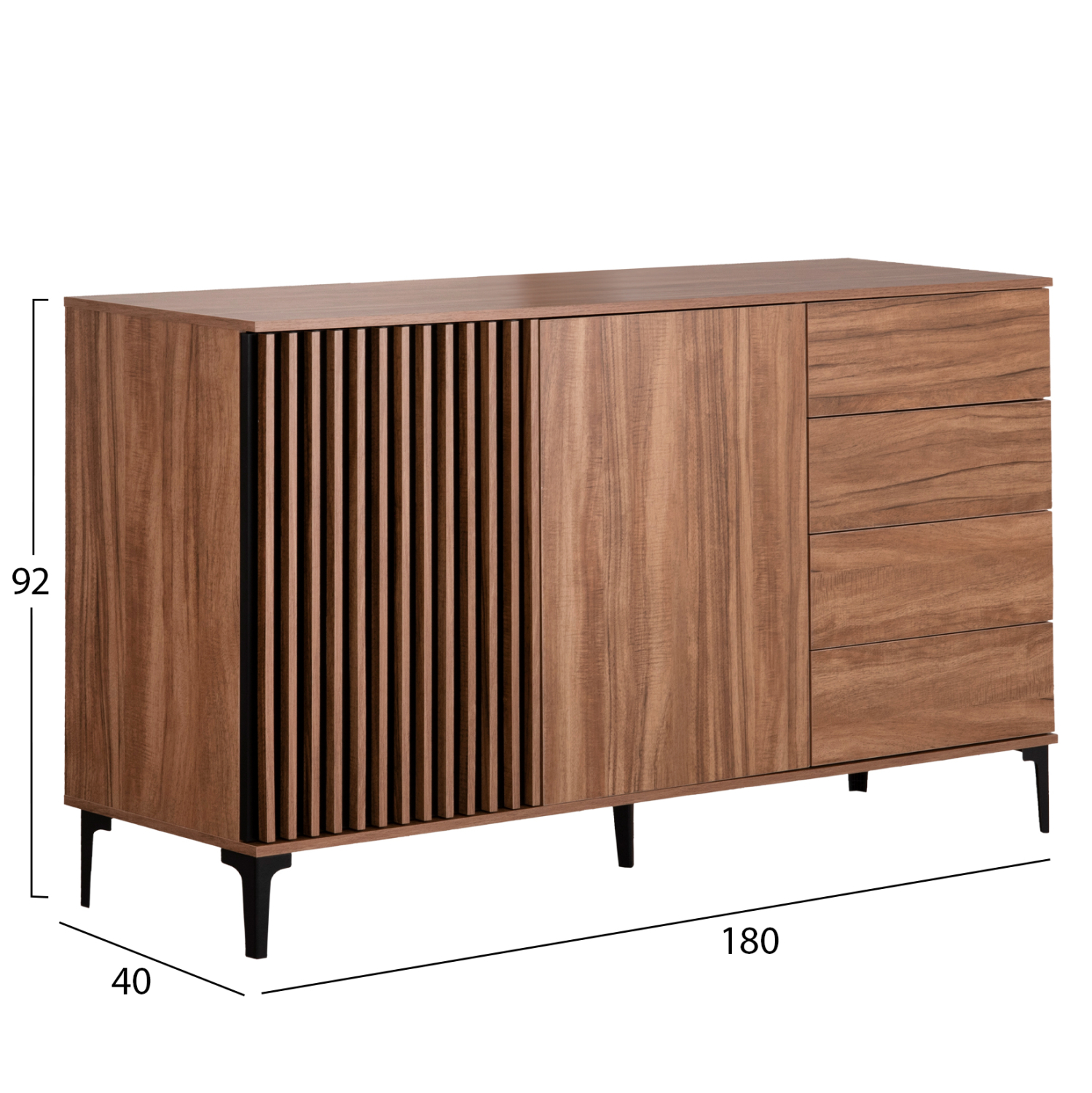 ΜΠΟΥΦΕΣ ΣΕΙΡΑ HARRY HM18006.01 ΜΕΛΑΜΙΝΗ ΦΥΣΙΚΟ ΞΥΛΟΥ-ΜΑΥΡΟ 180x40x92Υεκ. - Image 2