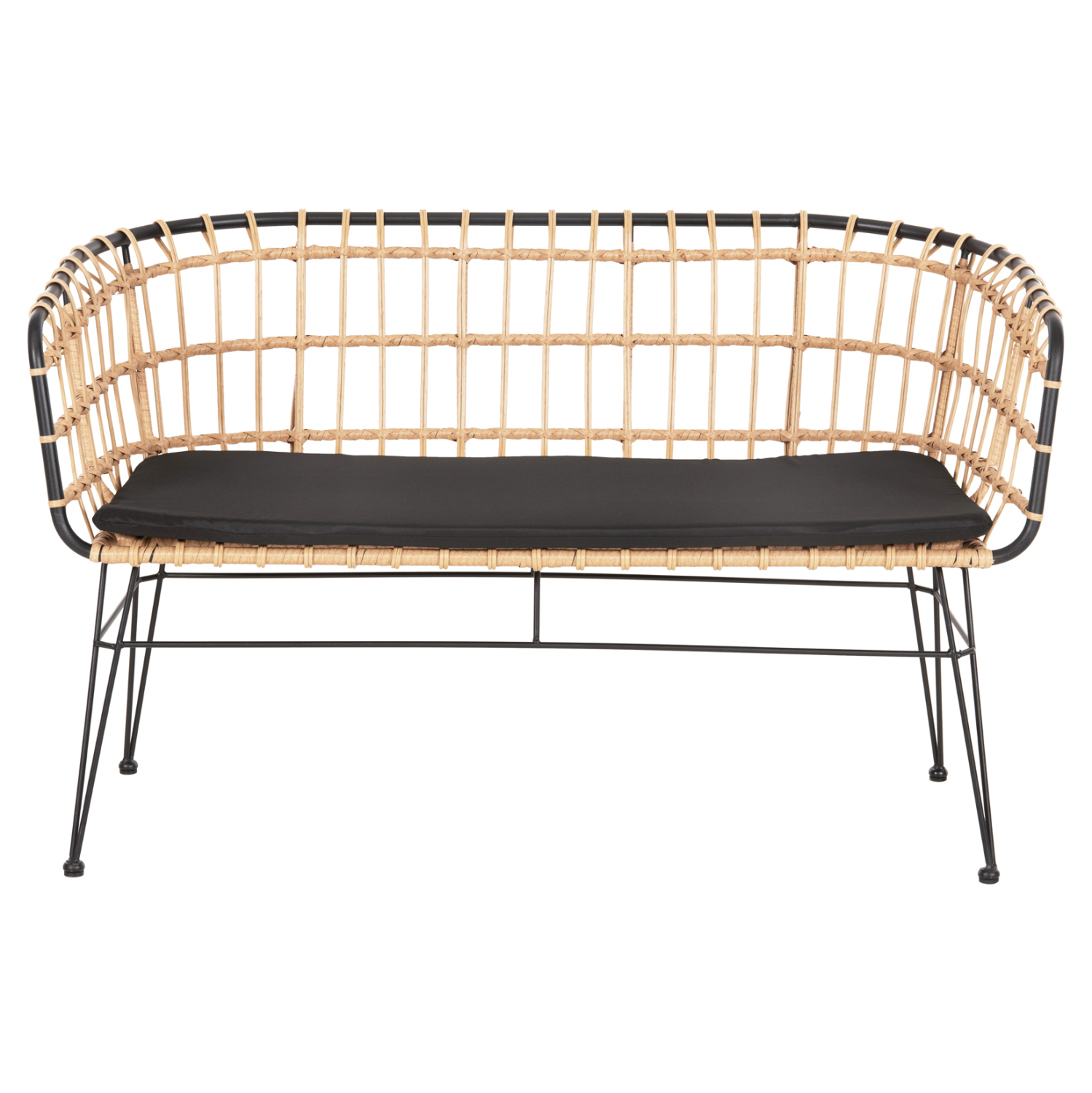 ΠΑΓΚΑΚΙ ΔΙΘΕΣΙΟ ALLEGRA HM5692.11 P.E.RATTAN ΜΠΕΖ-ΜΑΥΡΟΣ ΜΕΤΑΛ.ΣΚΕΛΕΤΟΣ 125x60x77Υεκ - Image 3