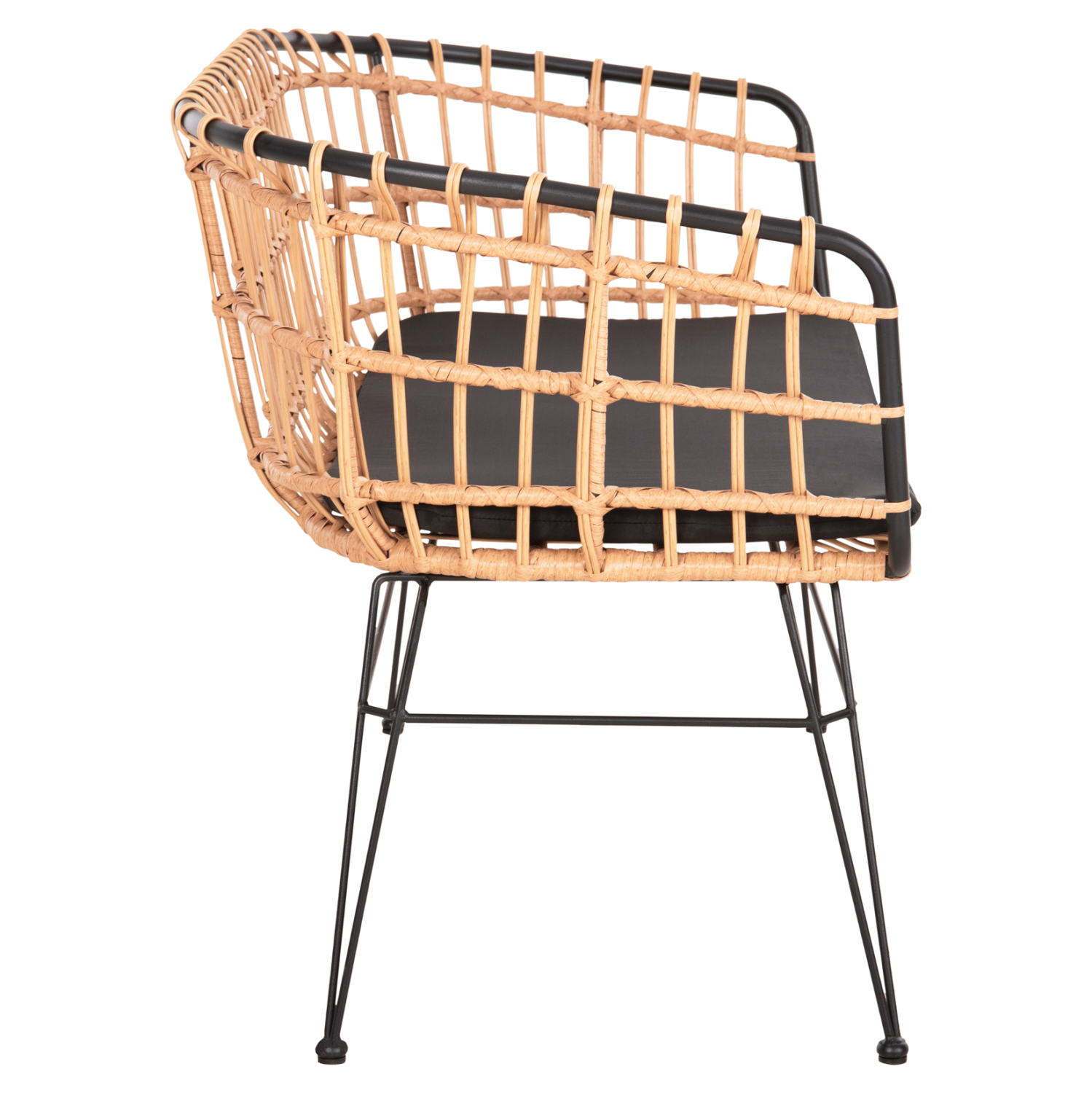 ΠΑΓΚΑΚΙ ΔΙΘΕΣΙΟ ALLEGRA HM5692.11 P.E.RATTAN ΜΠΕΖ-ΜΑΥΡΟΣ ΜΕΤΑΛ.ΣΚΕΛΕΤΟΣ 125x60x77Υεκ - Image 4
