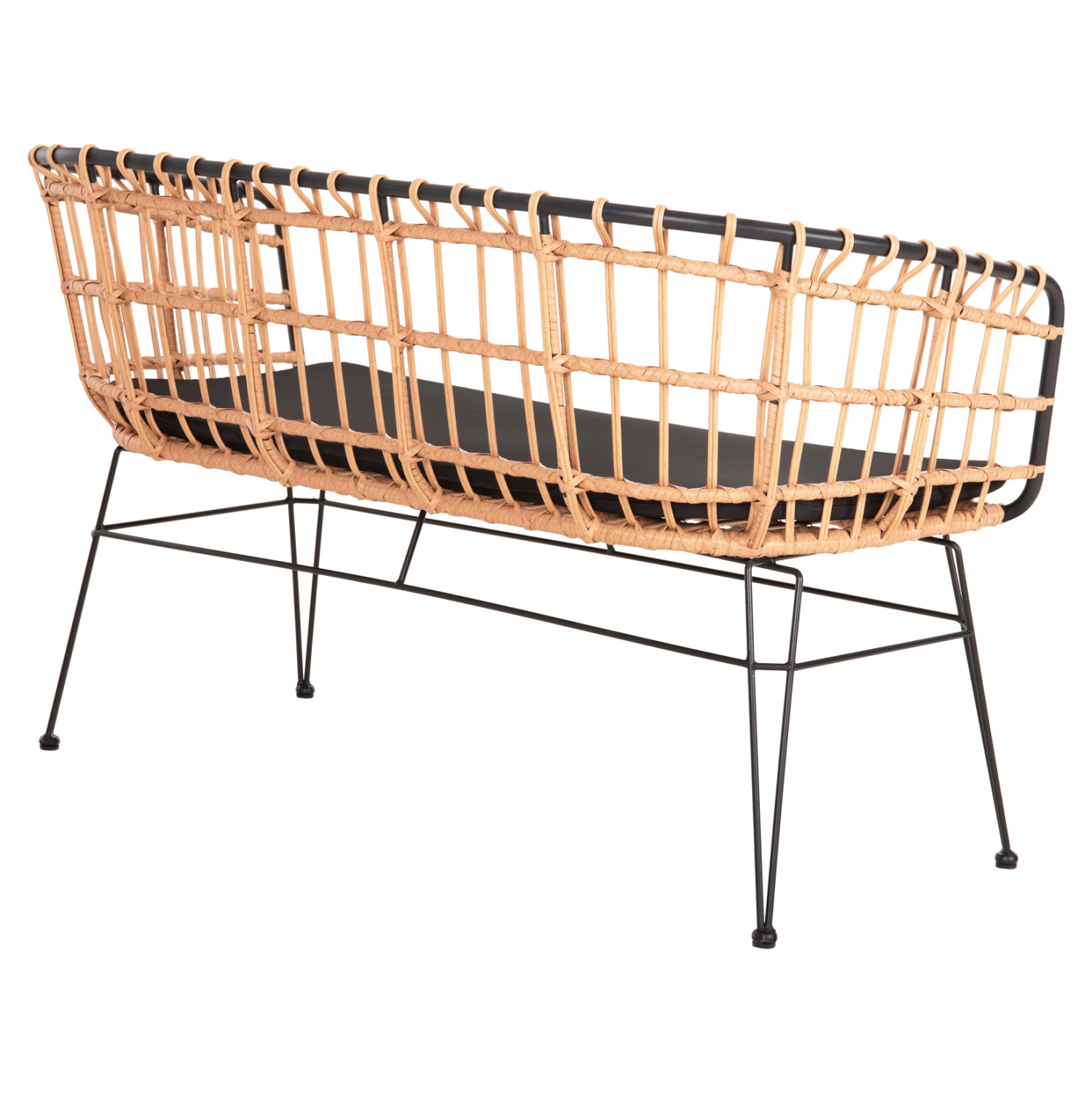ΠΑΓΚΑΚΙ ΔΙΘΕΣΙΟ ALLEGRA HM5692.11 P.E.RATTAN ΜΠΕΖ-ΜΑΥΡΟΣ ΜΕΤΑΛ.ΣΚΕΛΕΤΟΣ 125x60x77Υεκ - Image 5