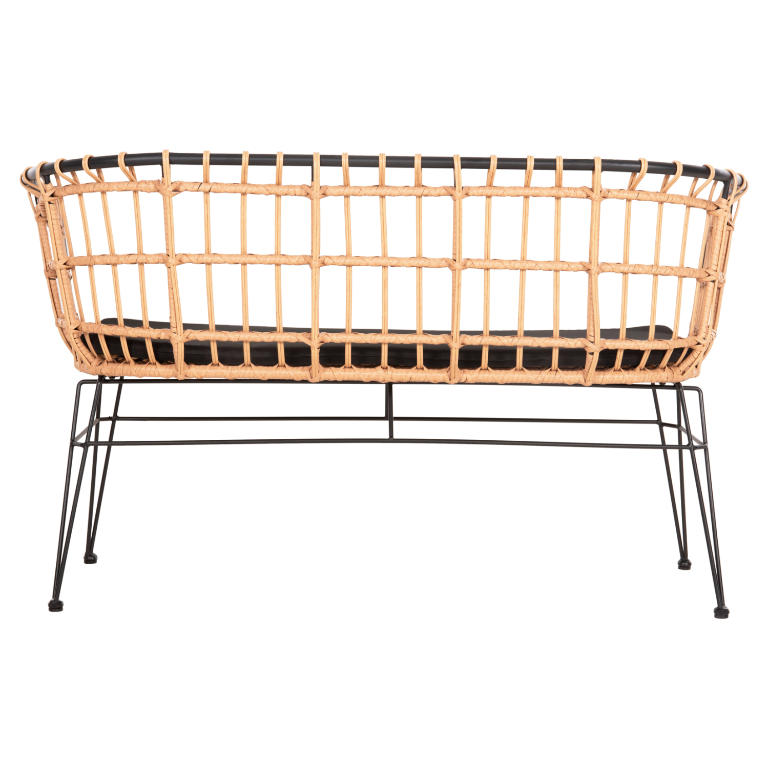 ΠΑΓΚΑΚΙ ΔΙΘΕΣΙΟ ALLEGRA HM5692.11 P.E.RATTAN ΜΠΕΖ-ΜΑΥΡΟΣ ΜΕΤΑΛ.ΣΚΕΛΕΤΟΣ 125x60x77Υεκ - Image 6