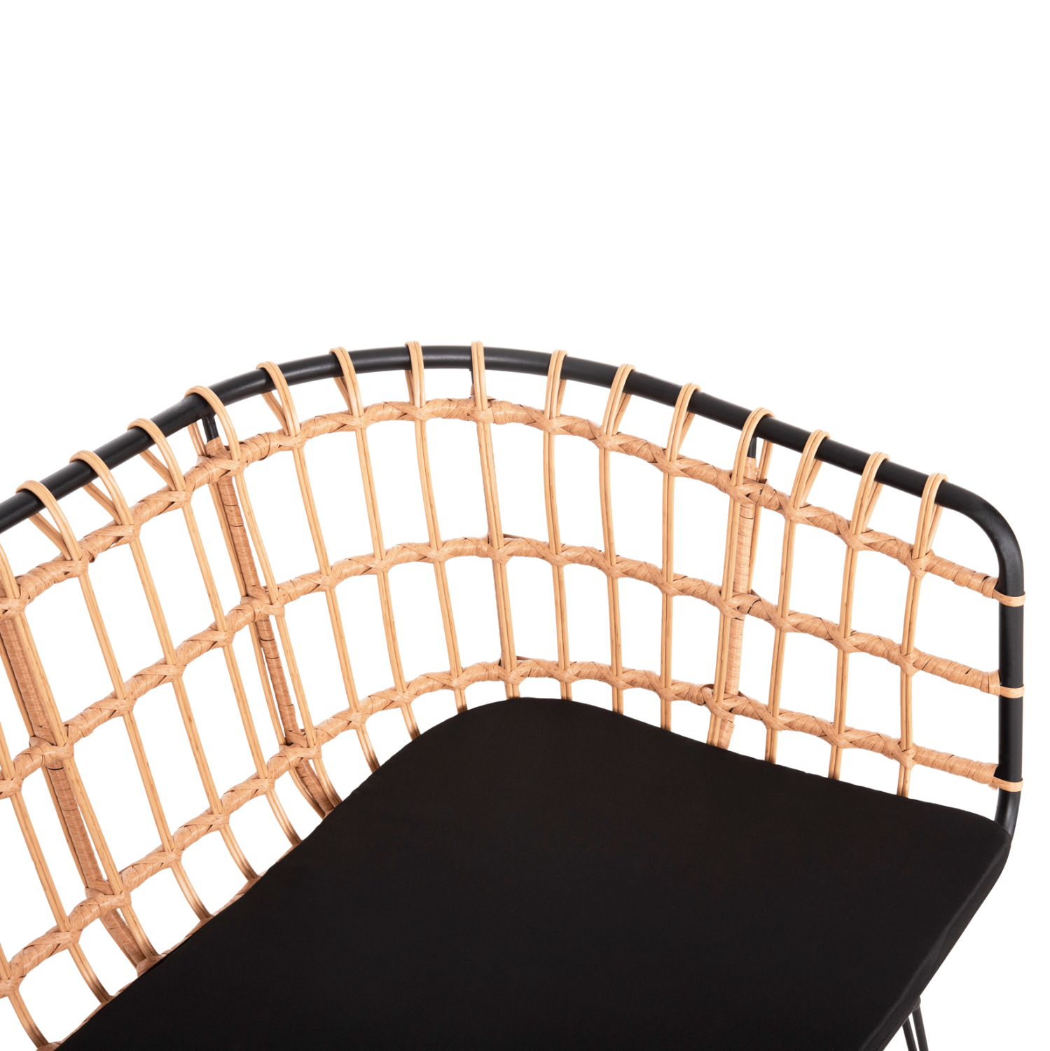 ΠΑΓΚΑΚΙ ΔΙΘΕΣΙΟ ALLEGRA HM5692.11 P.E.RATTAN ΜΠΕΖ-ΜΑΥΡΟΣ ΜΕΤΑΛ.ΣΚΕΛΕΤΟΣ 125x60x77Υεκ - Image 7
