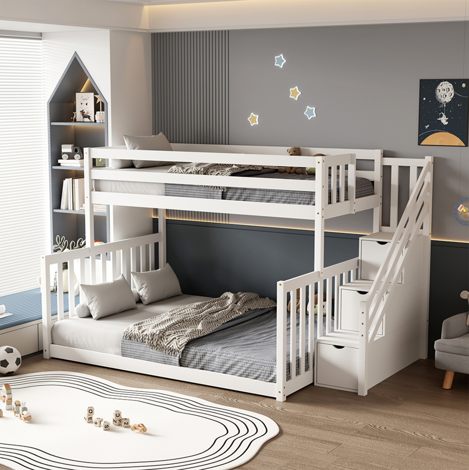ΠΑΙΔΙΚH ΚΟΥΚΕΤΑ τ.MONTESSORI BEAMER HM711.03 ΞΥΛΟ ΠΕΥΚΟΥ ΣΕ ΛΕΥΚΟ-ΣΤΡΩΜΑΤΑ 90-140x190εκ - Image 3