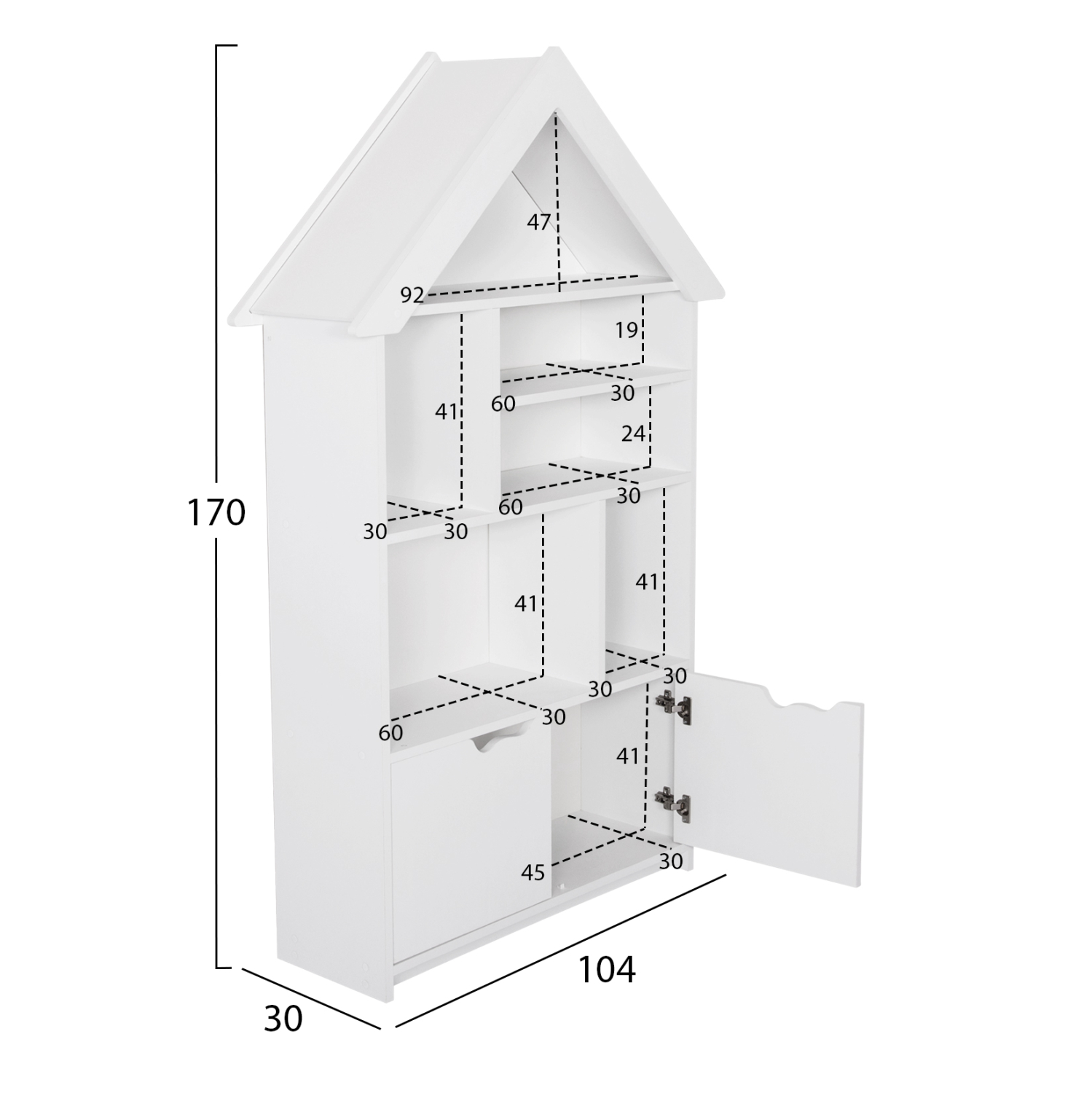ΠΑΙΔΙΚΗ ΒΙΒΛΙΟΘΗΚΗ DREY HM18229.01 ΜΕΛΑΜΙΝΗ ΛΕΥΚΗ 104x30x170Υεκ - Image 2