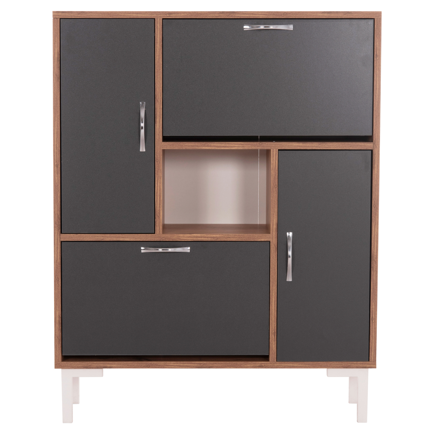 ΠΑΠΟΥΤΣΟΘΗΚΗ MEDY HM18187.02 ΜΕΛΑΜΙΝΗ ΣΕ ΦΥΣΙΚΟ & ΑΝΘΡΑΚΙ-ΜΑΥΡΑ ΠΟΔΙΑ 85x30x108.5Υεκ - Image 4