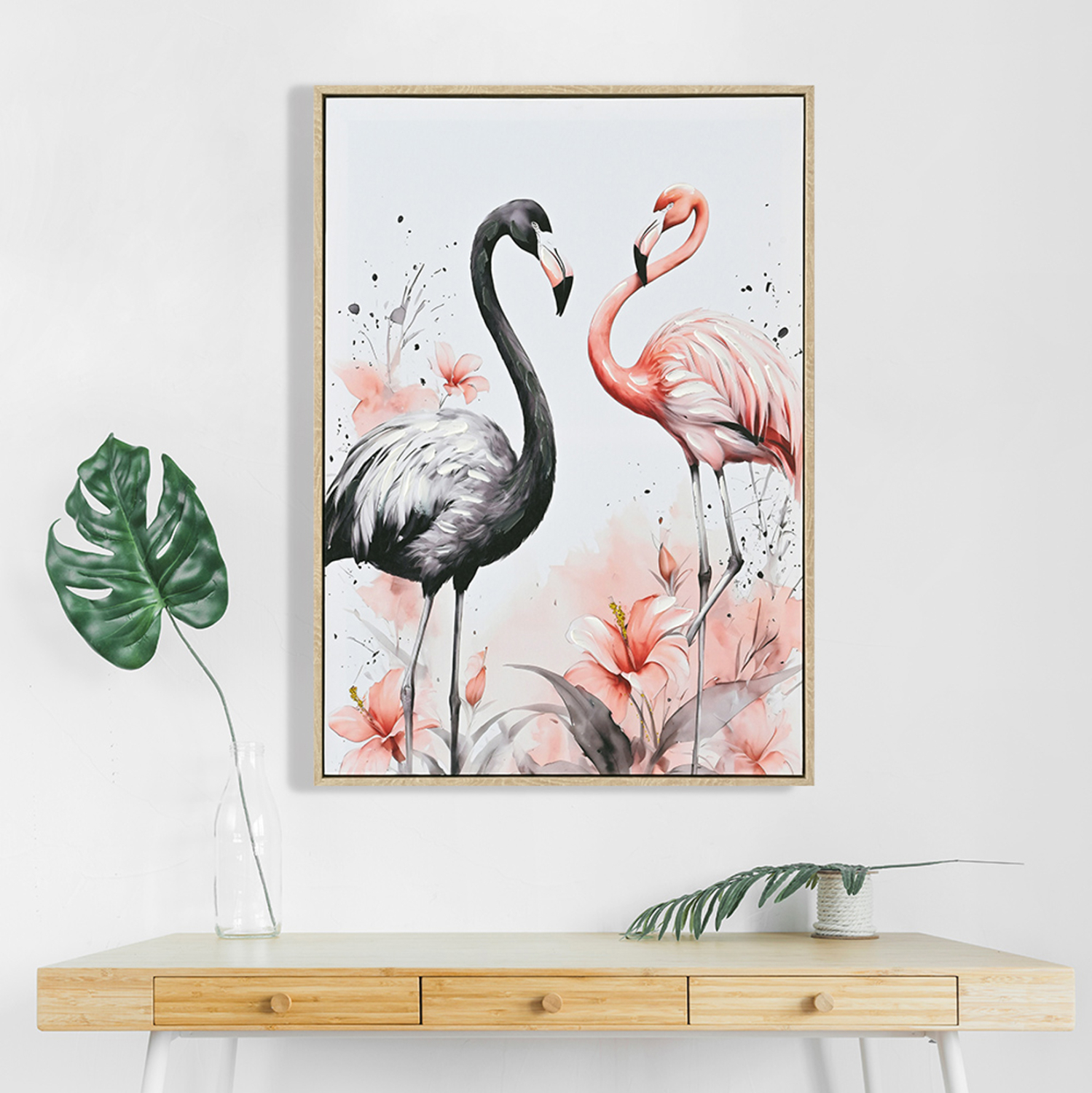ΠΙΝΑΚΑΣ TOIXOY FLAMINGOS HM4562 ΜΕ ΚΟΡΝΙΖΑ ΜΠΕΖ-ΚΑΜΒΑΣ ΕΚΤΥΠΩΣΗ 52,5x2,8x72,5Υεκ. - Image 3