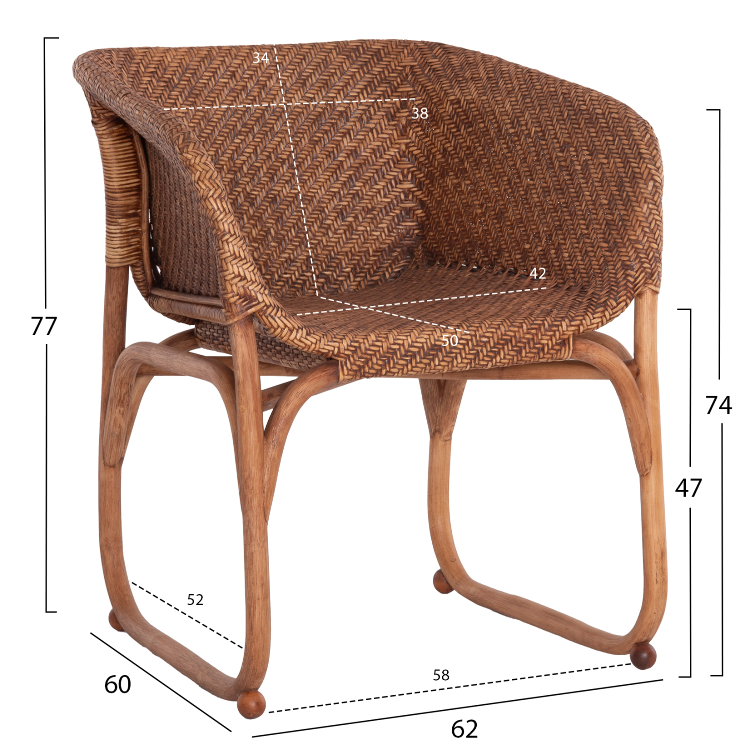 ΠΟΛΥΘΡΟΝΑ ΕΣΩΤ.ΧΩΡΩΝ TUCKET HM9958.02 ΦΥΣΙΚΟ RATTAN-ΚΑΡΥΔΙ ΧΡΩΜΑ 63x60x77Υεκ - Image 2
