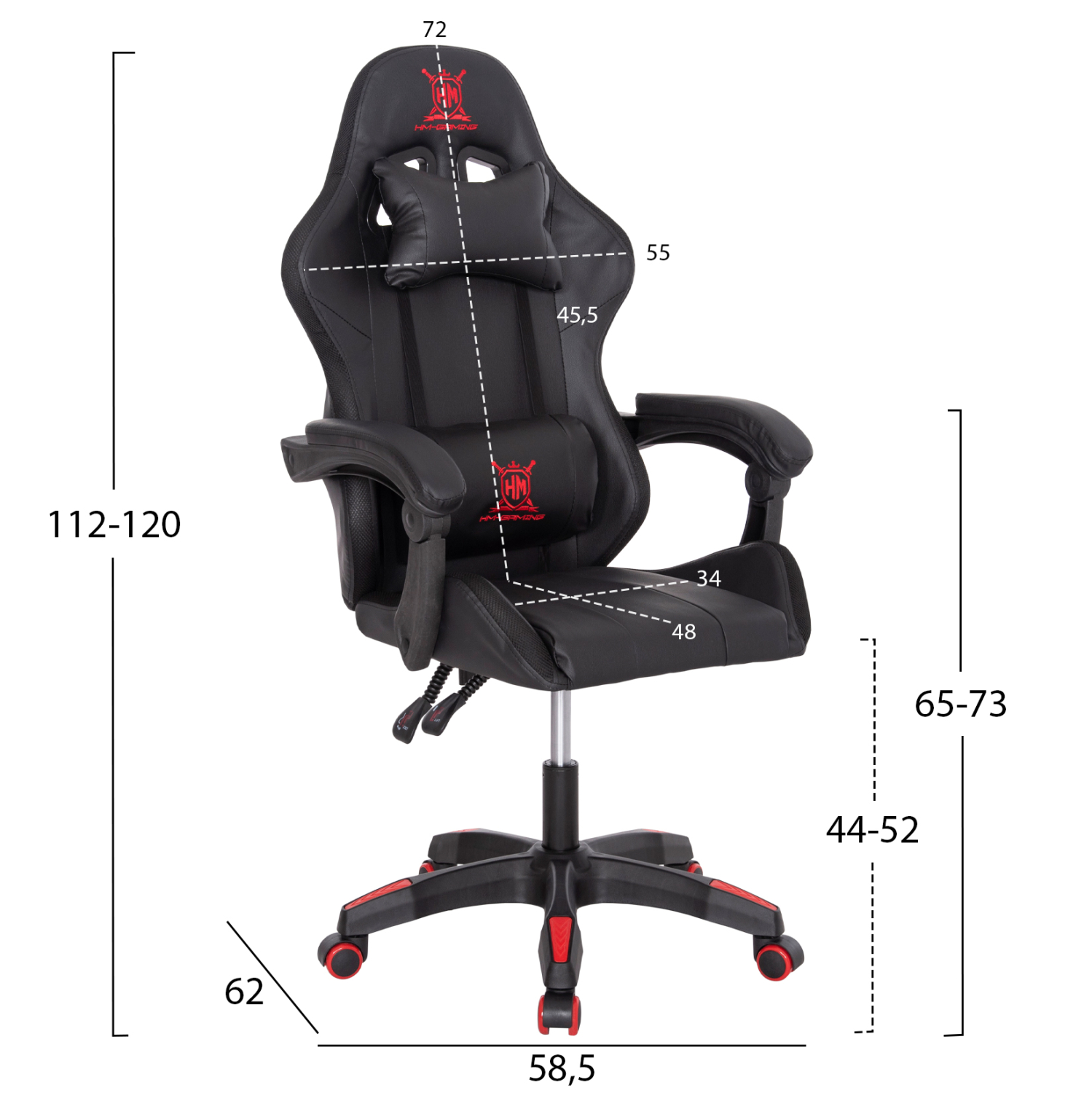 ΠΟΛΥΘΡΟΝΑ GAMING DARREN HM1203.01 ΜΑΥΡΟ-ΚΟΚΚΙΝΟ PVC & NYLON 58.5x100x120Υεκ. - Image 2