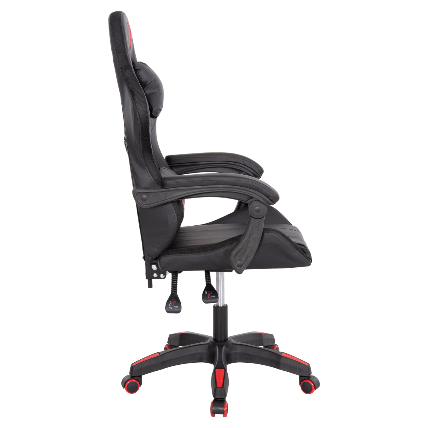 ΠΟΛΥΘΡΟΝΑ GAMING DARREN HM1203.01 ΜΑΥΡΟ-ΚΟΚΚΙΝΟ PVC & NYLON 58.5x100x120Υεκ. - Image 4