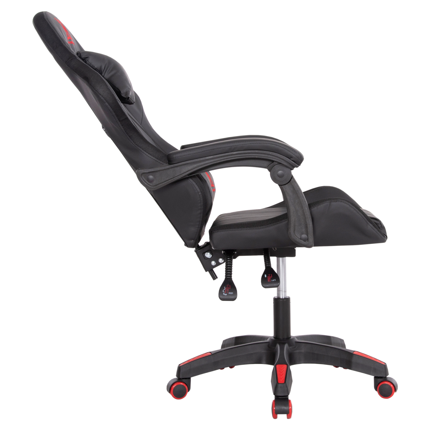 ΠΟΛΥΘΡΟΝΑ GAMING DARREN HM1203.01 ΜΑΥΡΟ-ΚΟΚΚΙΝΟ PVC & NYLON 58.5x100x120Υεκ. - Image 6