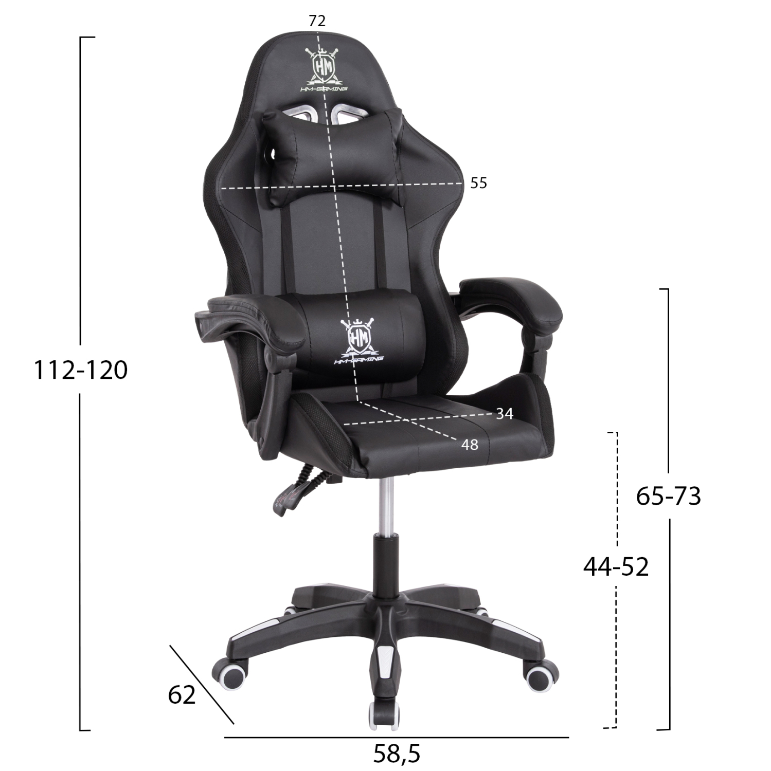 ΠΟΛΥΘΡΟΝΑ GAMING DARREN HM1203.04 ΜΑΥΡΟ-ΛΕΥΚΟ PVC & NYLON 58.5x100x120Υεκ. - Image 2
