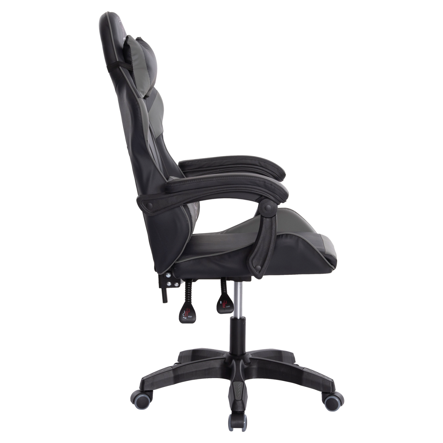 ΠΟΛΥΘΡΟΝΑ GAMING DARREN HM1203.10 ΜΑΥΡΟ-ΓΚΡΙ PVC & NYLON 60x60x120Υεκ. - Image 4