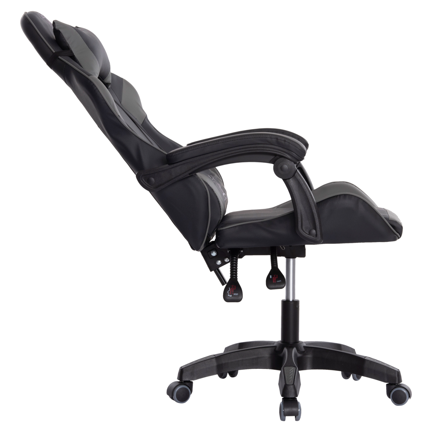 ΠΟΛΥΘΡΟΝΑ GAMING DARREN HM1203.10 ΜΑΥΡΟ-ΓΚΡΙ PVC & NYLON 60x60x120Υεκ. - Image 7