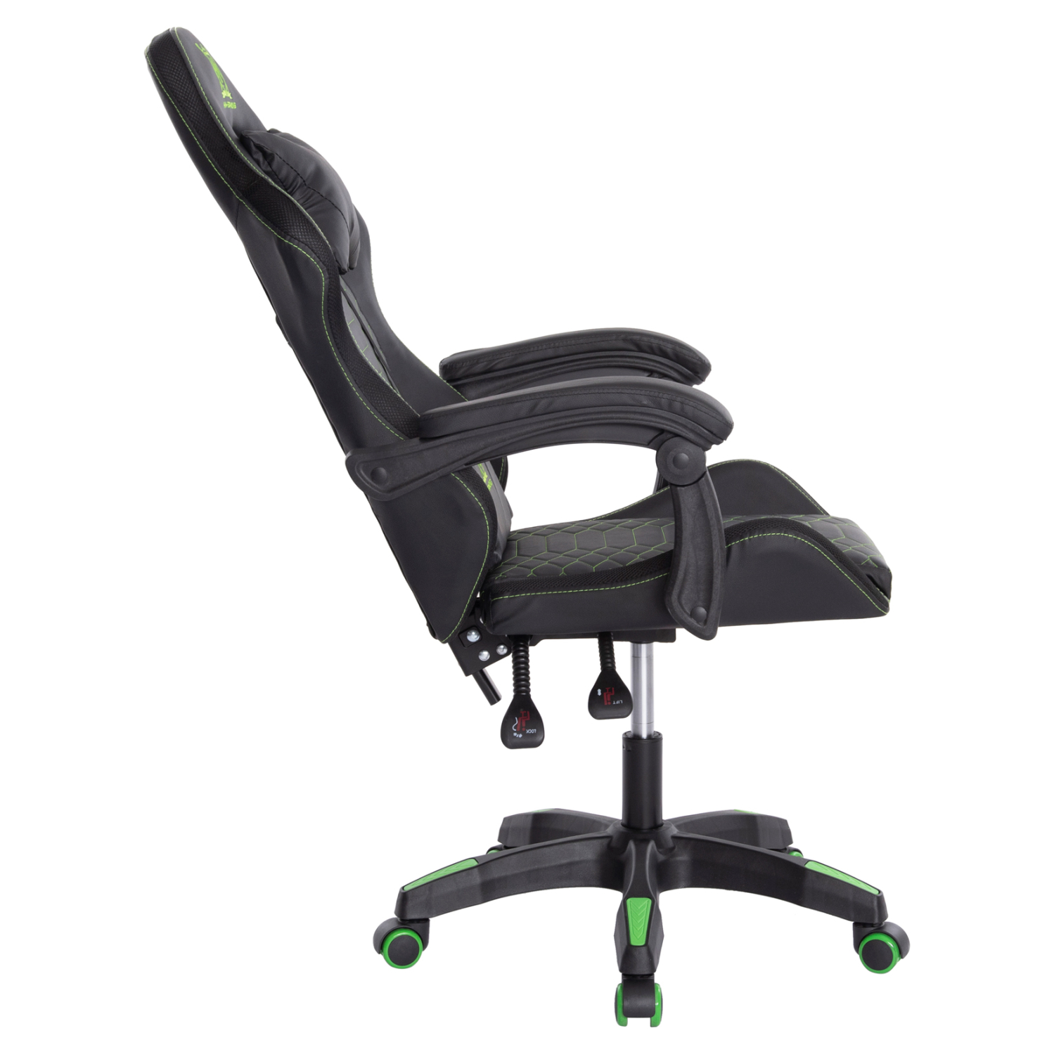 ΠΟΛΥΘΡΟΝΑ GAMING LOOT HM1204 ΜΑΥΡΟ-ΠΡΑΣΙΝΟ PVC & NYLON 60x60x120Υεκ. - Image 5
