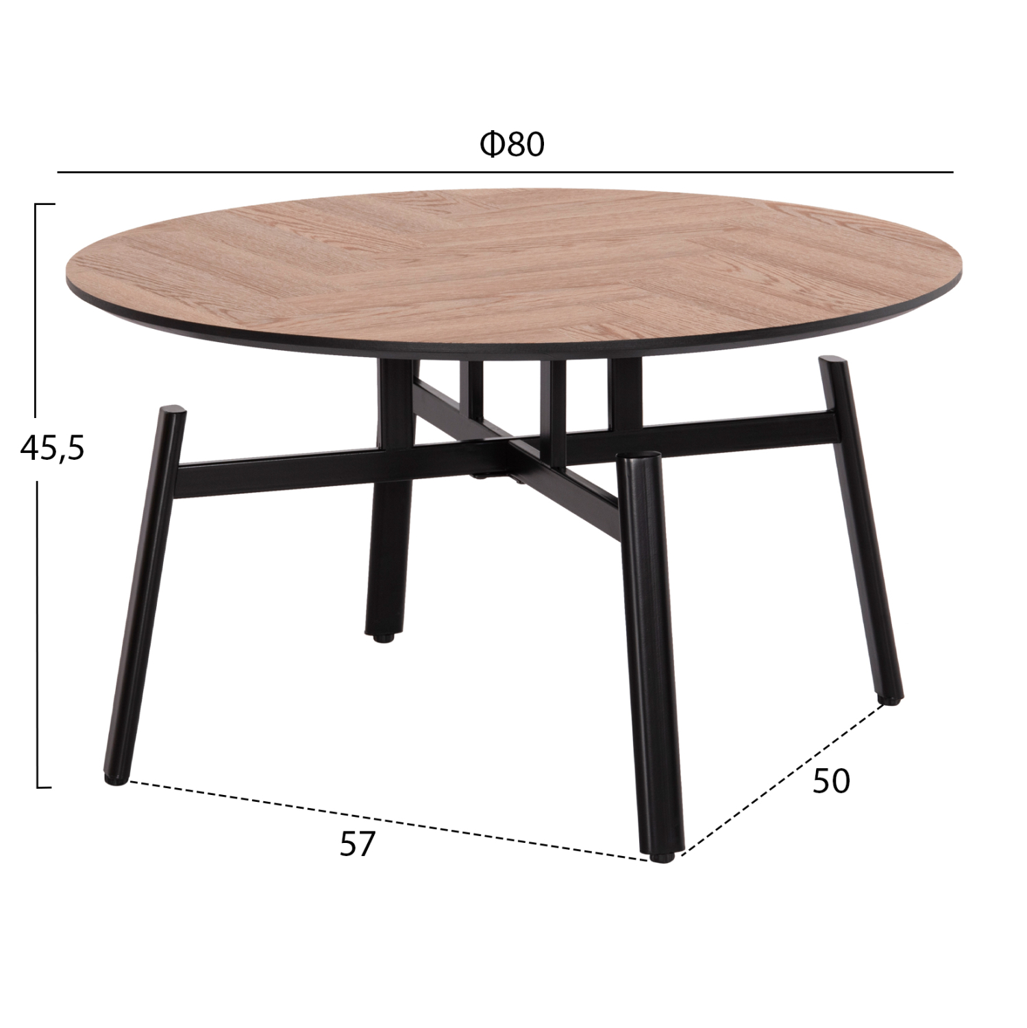 ΣΕΤ 2ΤΜΧ ΤΡΑΠΕΖΙΑ ΣΑΛΟΝΙΟΥ NORTON HM21088 MDF-ΜΕΤΑΛΛΟ Φ80εκ & Φ45εκ - Image 2
